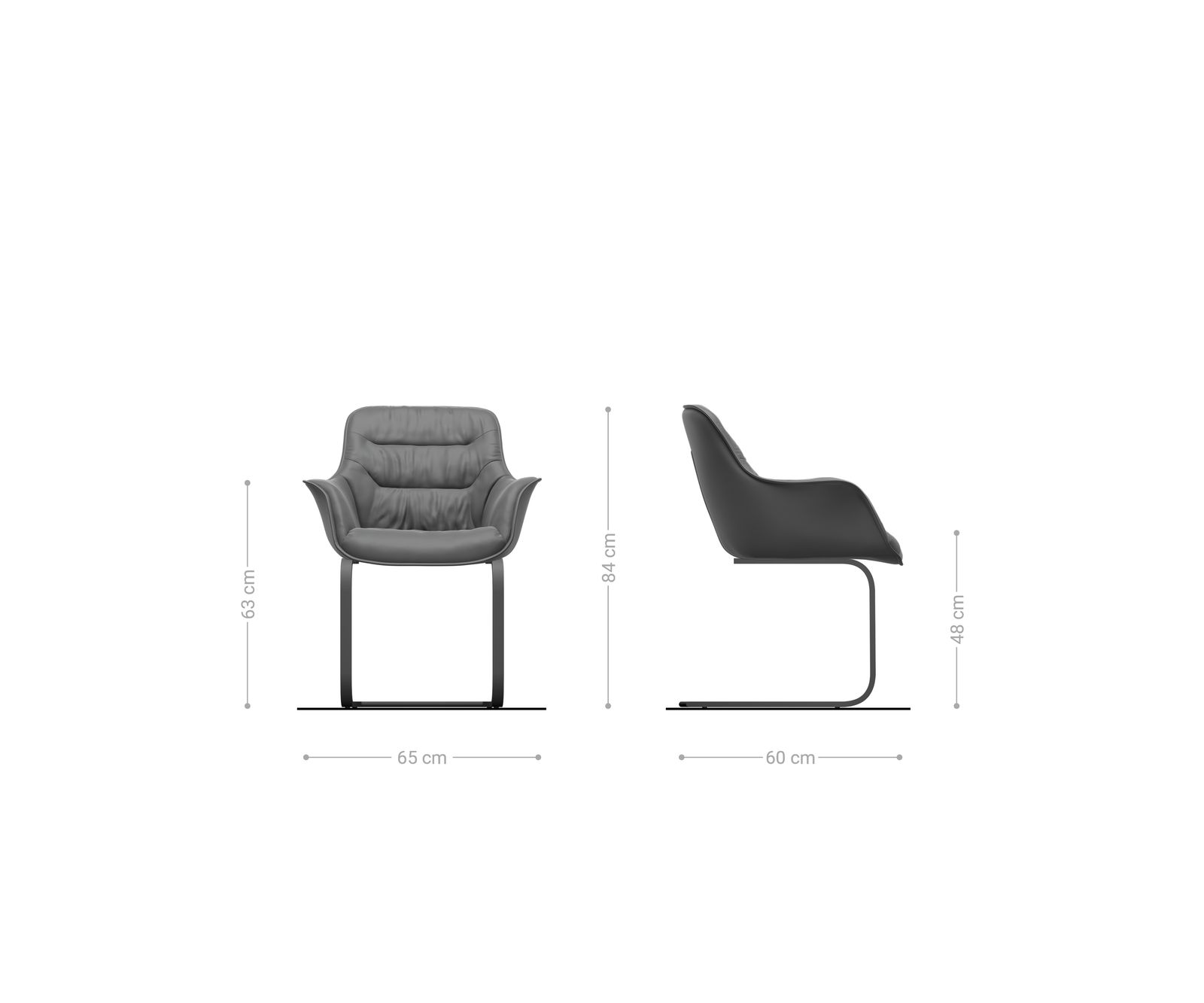 Freischwinger Kaira-Flex Bouclé Soft Schlamm Freischwinger flach Graphit 5