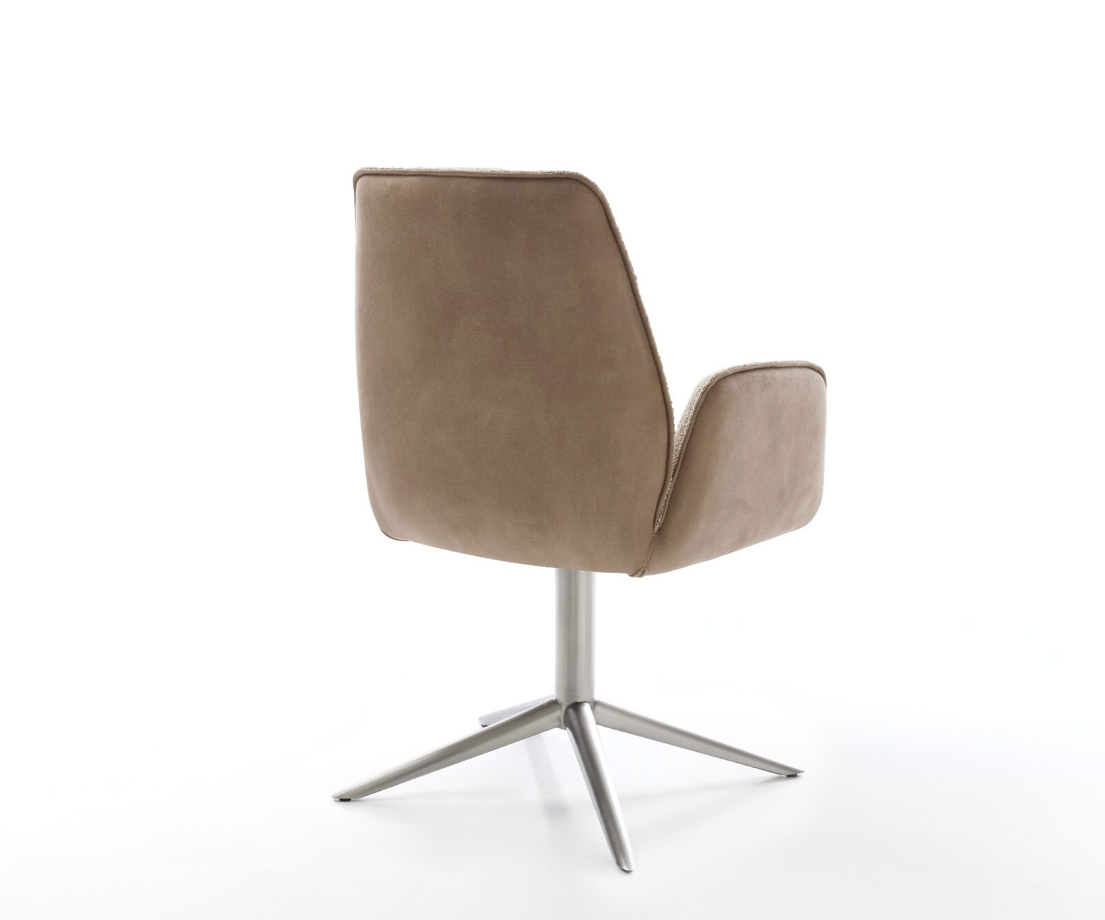 Chaise-pivotante Zoa-Flex tissu mixte couleur boue pied de chaise 4 branches acier inoxydable brossé pivotement sur 360° fonction bascule ressorts ensachés 4