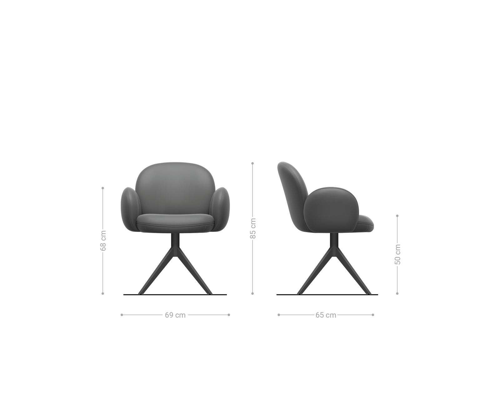 Drehstuhl Nube-Flex mit Armlehnen Webstoff Soft Beige Kreuzgestell breit Graphit 360° drehbar Wippfunktion Taschenfederkern 5