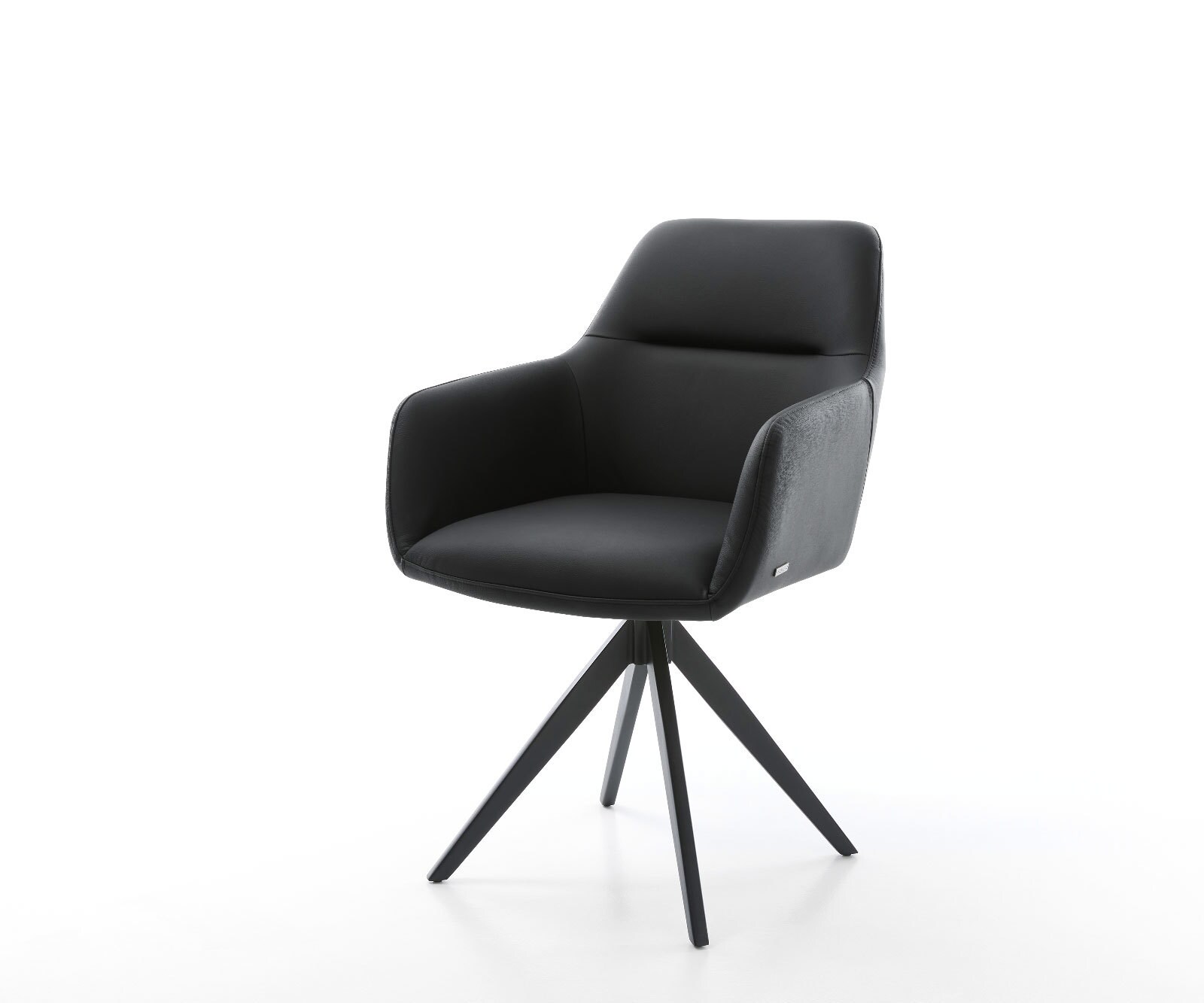 Drehstuhl Pejo-Flex Echt-Leder Schwarz Kreuzgestell kantig Schwarz 180° drehbar