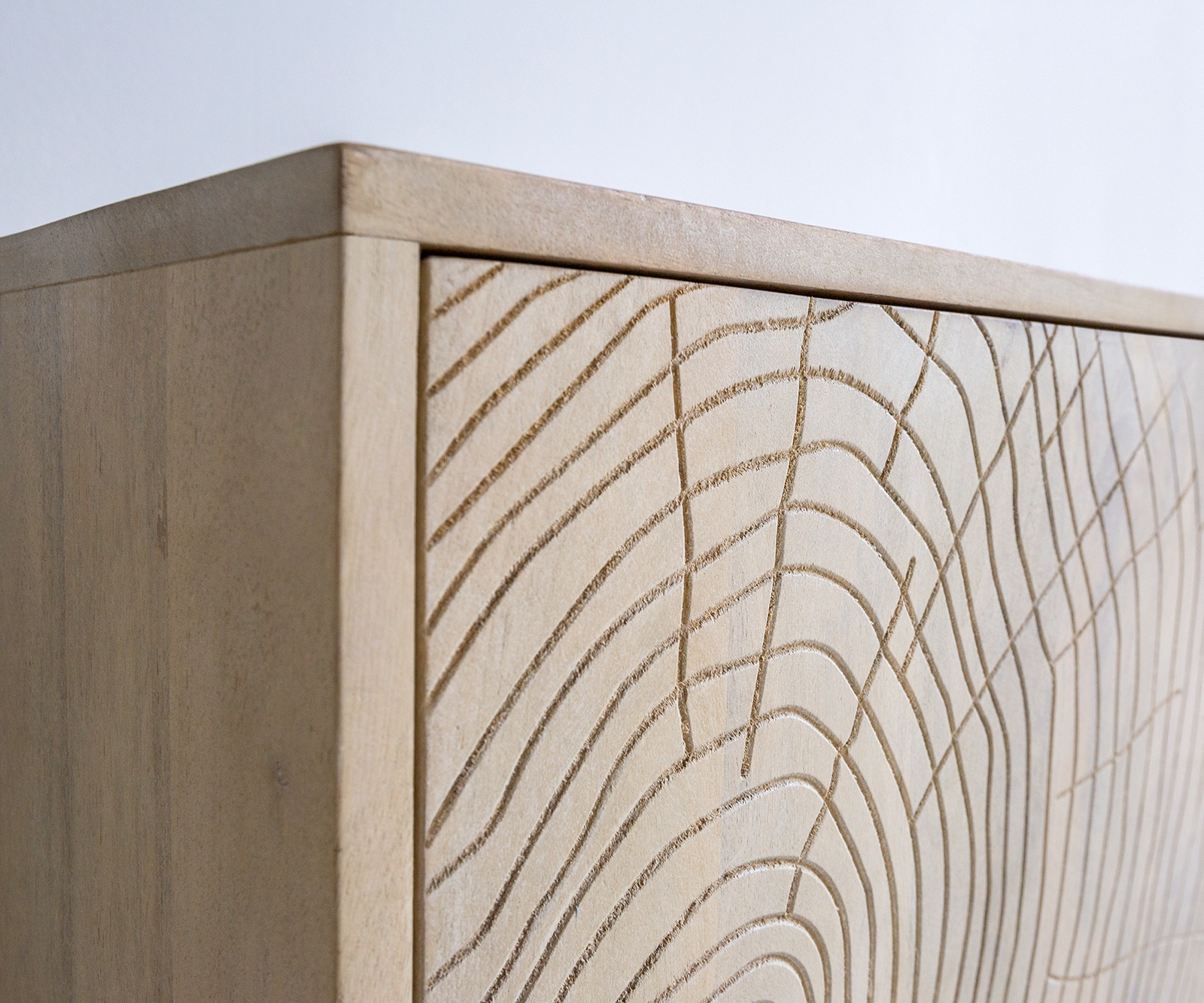 Sideboard Wiara 180 cm Mango White Wash Metall Schwarz 4 Türen 8