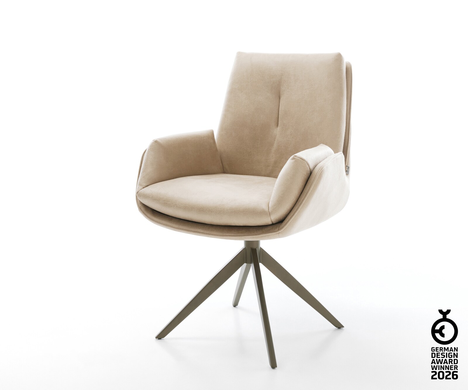 Drehstuhl Clea-Flex Mikrofaser Beige Vintage Kreuzgestell breit Effektfinish Titan 360° drehbar Wippfunktion