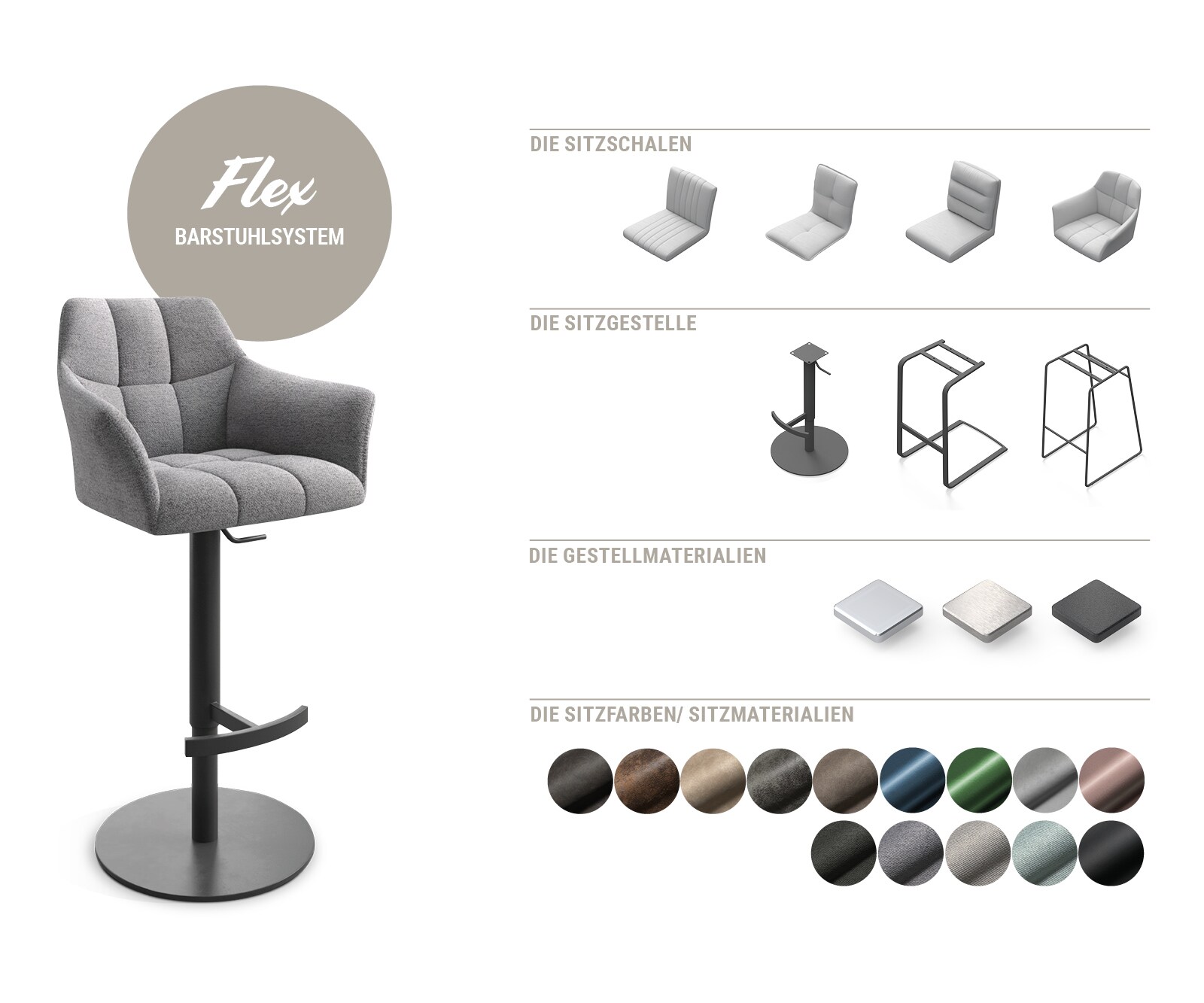 Poignée-de-fauteuil-de-bar Flex Rond en acier inoxydable Argent 3