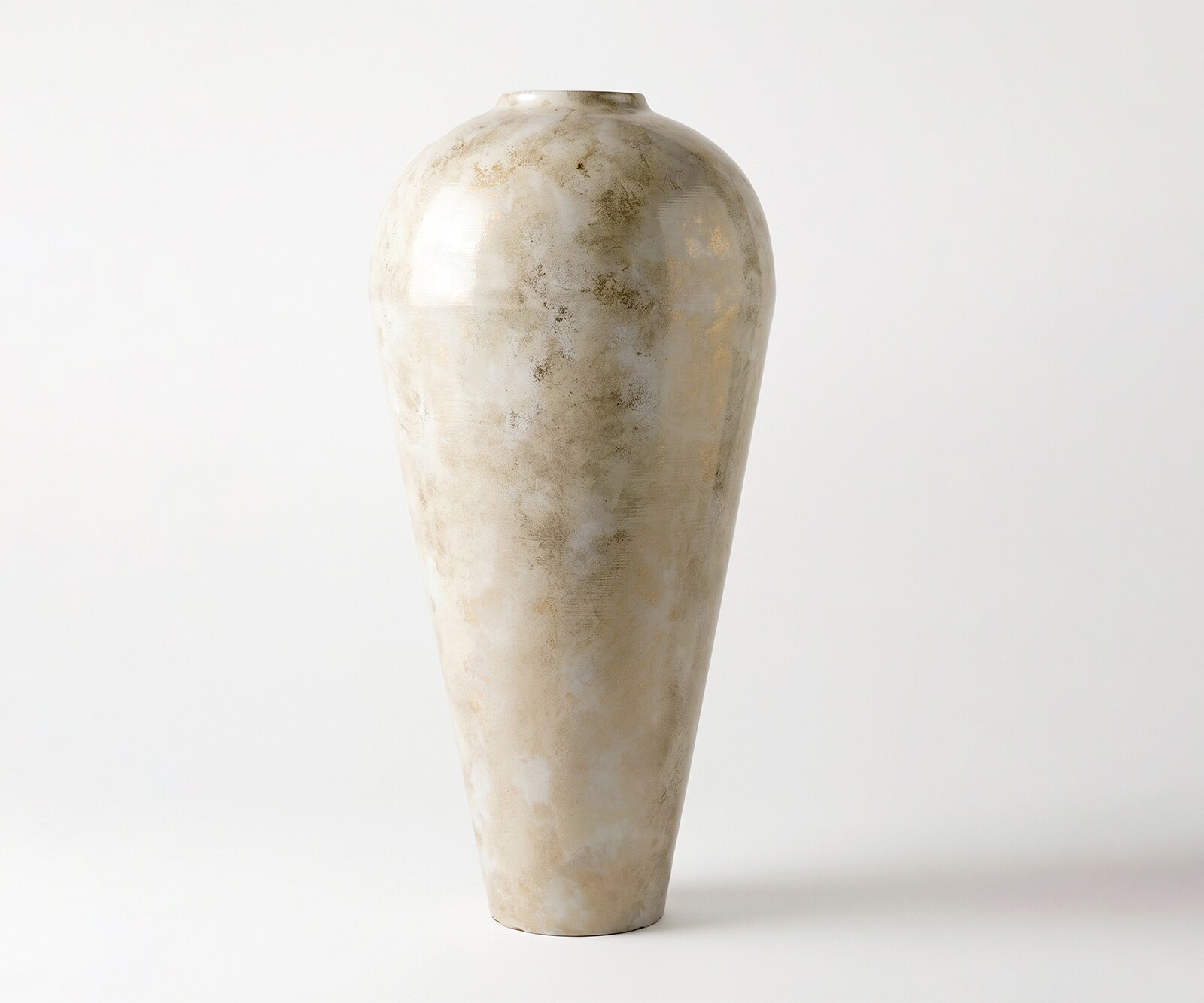 Vase Minoa B41 x T41 x H86 cm Metall Alabaster Gold Handgemacht