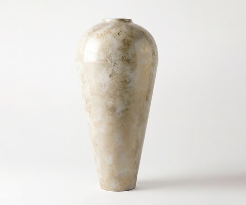 Vase Minoa B41 x T41 x H86 cm Metall Alabaster Gold Handgemacht