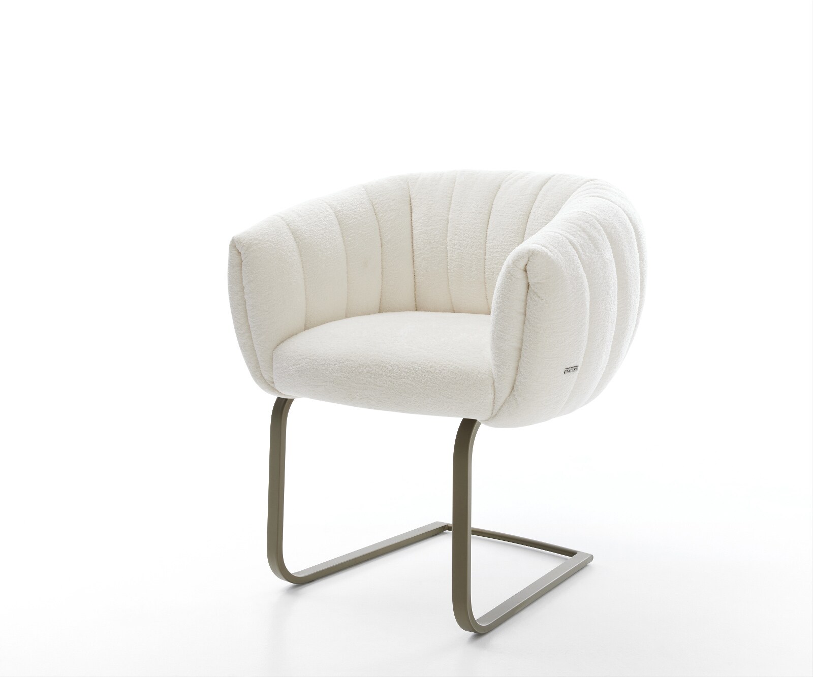 Cantilever Jada-Flex bouclé doux beige pied cantilever plat aspect titane ressorts ensachés 1