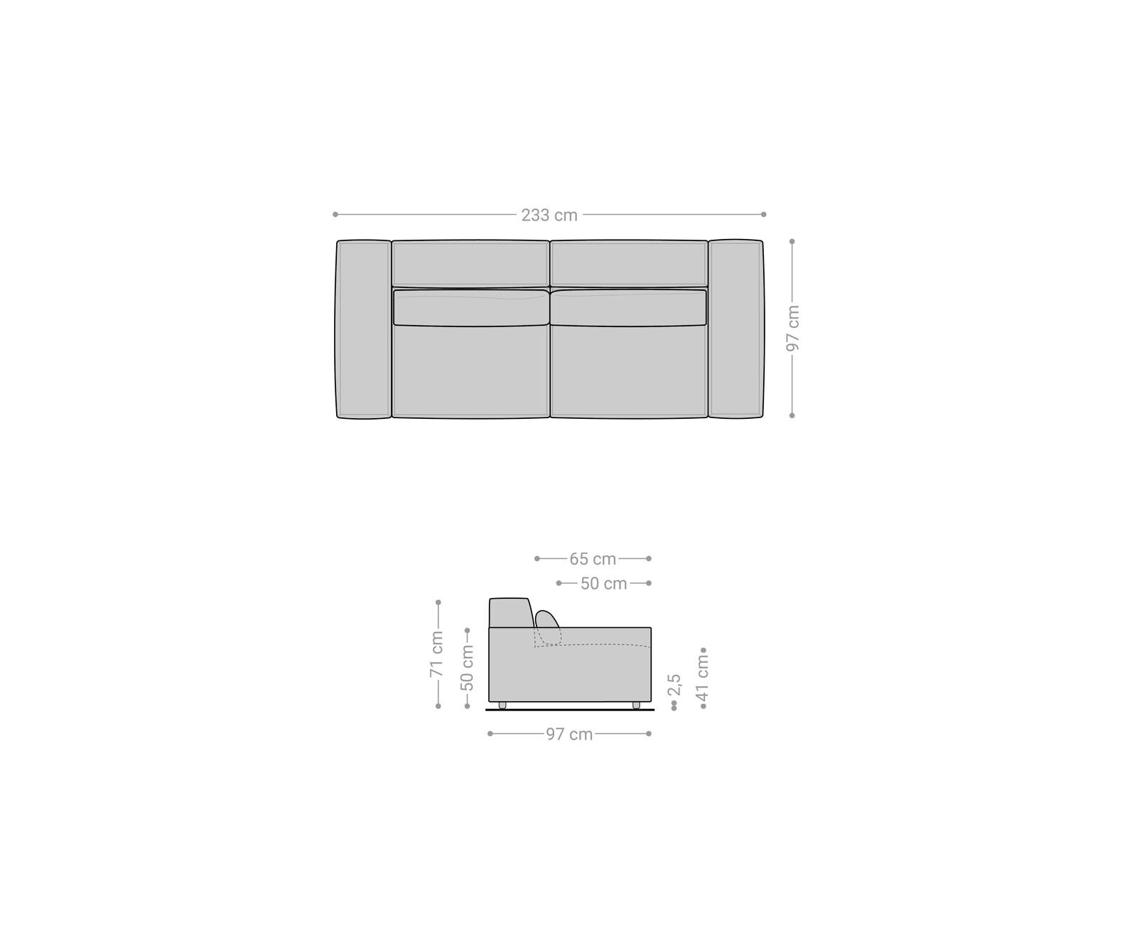 Grand Canapé Sirpio 230x95 cm Bouclee Crème-blanc 6