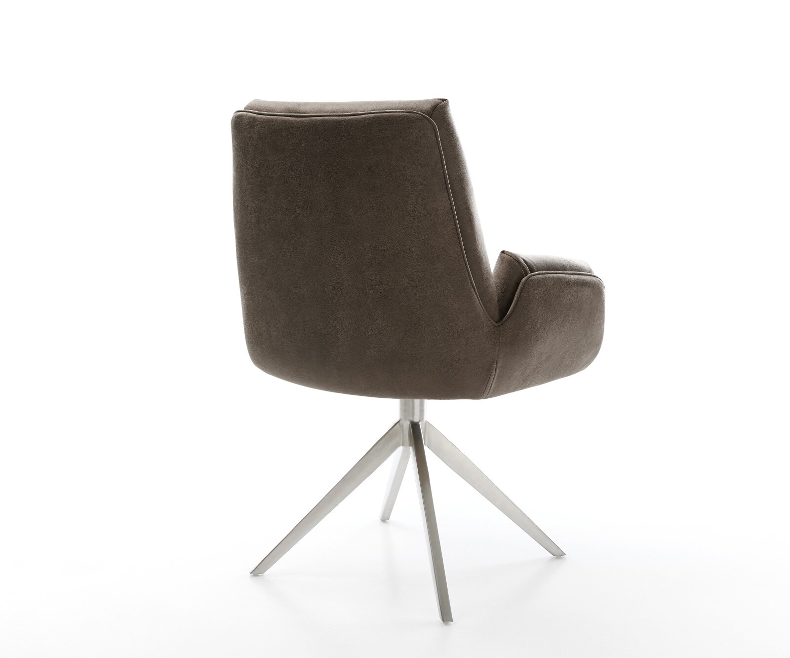 Drehstuhl Clea-Flex Mikrofaser Taupe Vintage Kreuzgestell breit Edelstahl 360° drehbar Wippfunktion 4