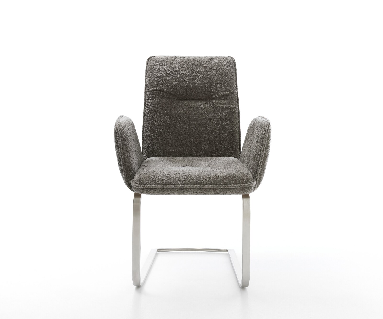 Freischwinger Vinja-Flex Bouclé Soft Schlamm Freischwinger flach Edelstahl 2