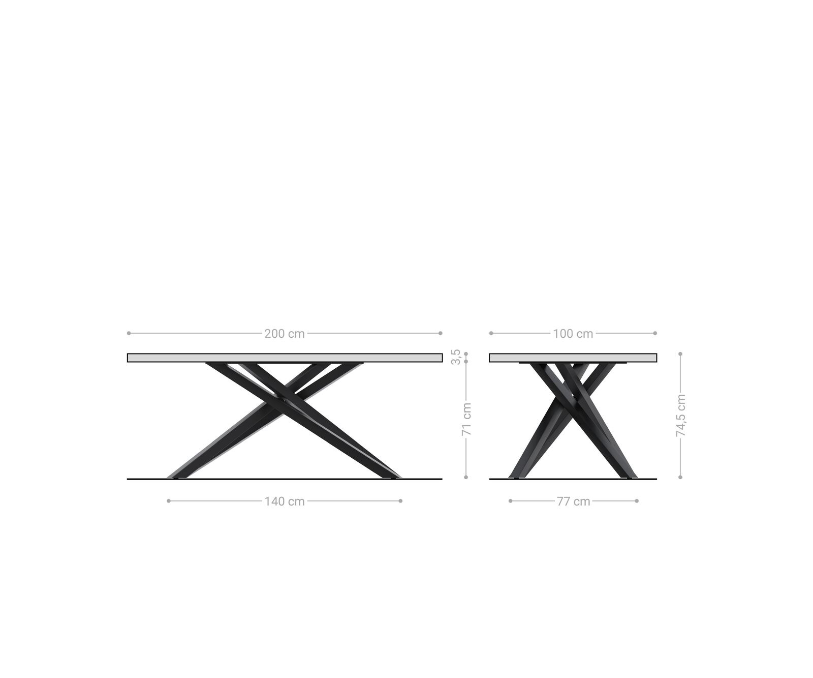 Esstisch Edge 200x100x2,5-3 Eiche Natur Kreuzgestell Rechteck Edelstahl Live-Edge 9