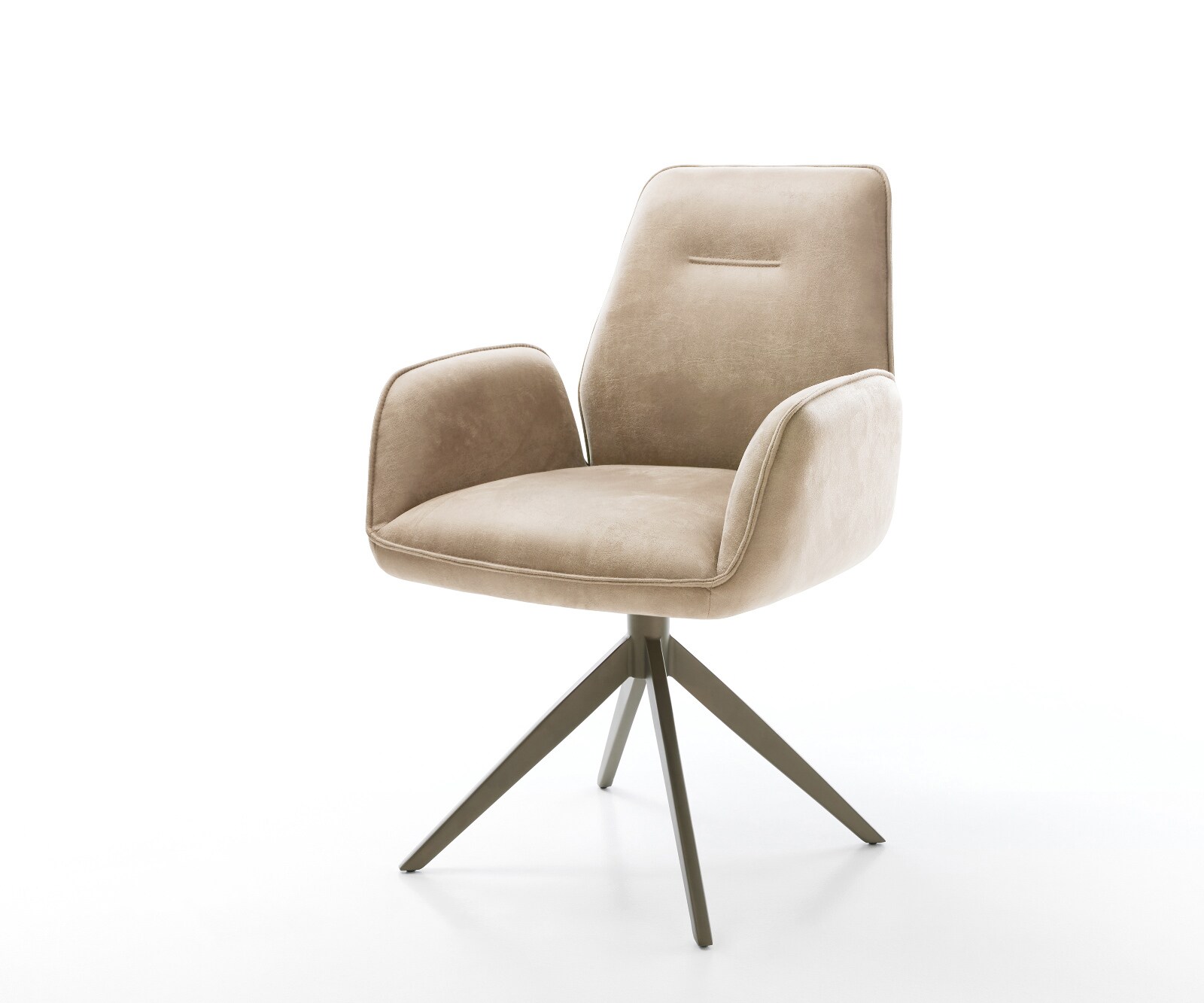 Drehstuhl Clea-Flex Mikrofaser Taupe Vintage Kreuzgestell breit Effektfinish Titan 360° drehbar Wippfunktion