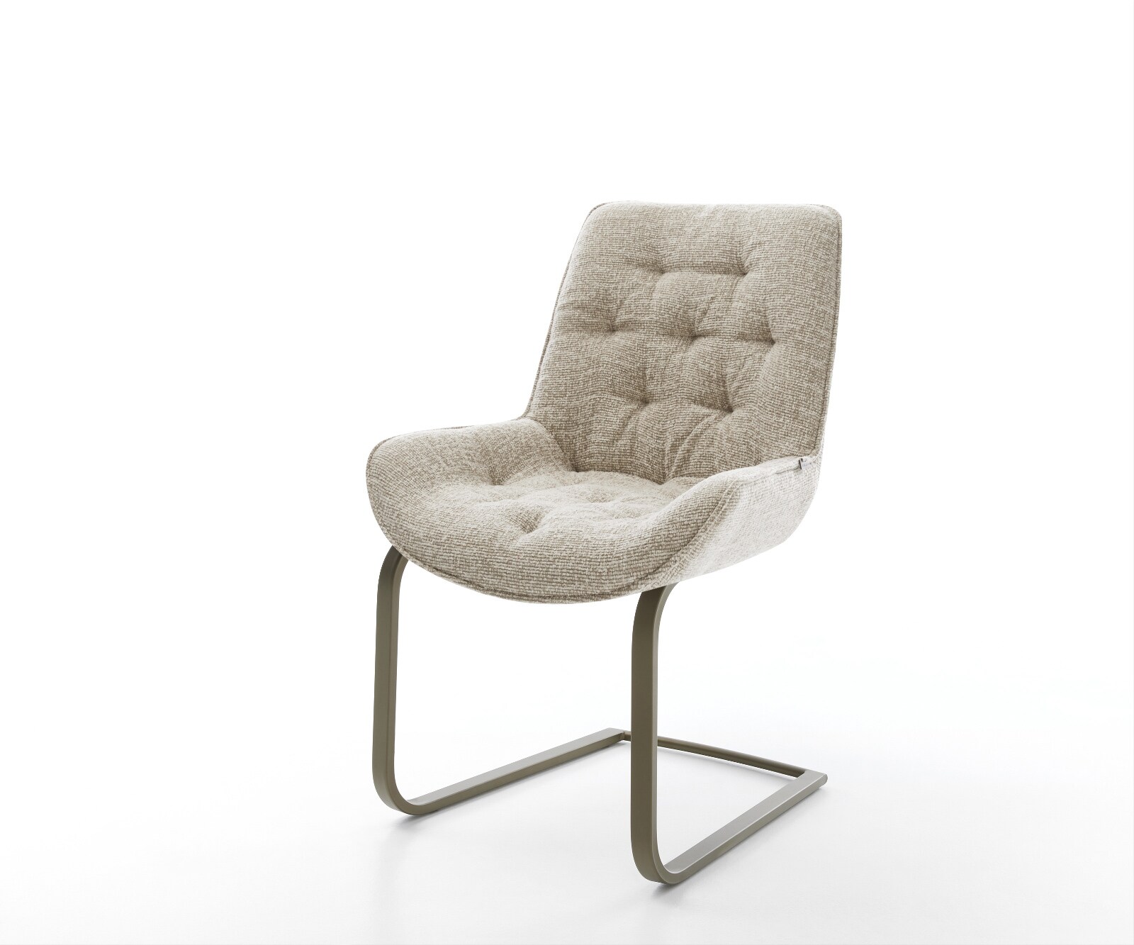 Cantilever Taimi-Flex tissu tissé doux beige pied cantilever plat aspect titane 1