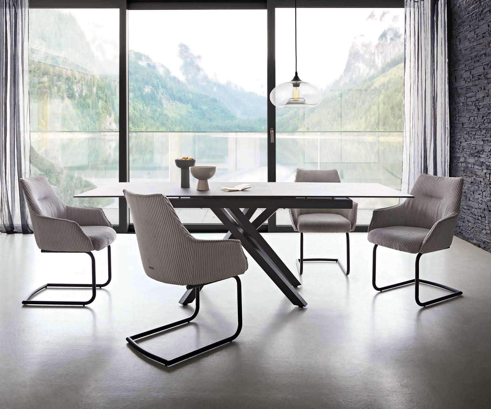 Freischwinger Alja-Flex mit Armlehnen Cord Silbergrau Freischwinger rund Schwarz Taschenfederkern 3 Freischwinger Alja-Flex mit Armlehnen Cord Silbergrau Freischwinger rund Schwarz Taschenfederkern 3