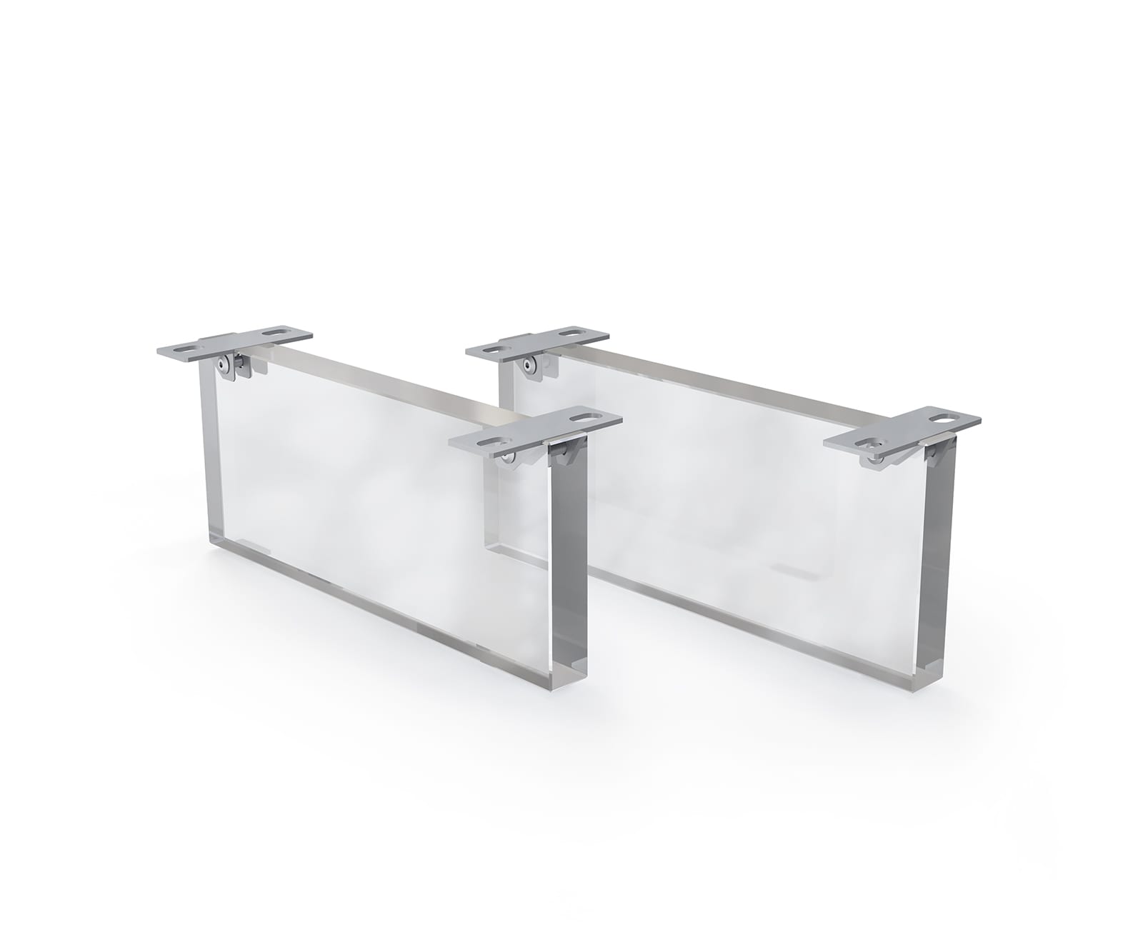 Fuß Schwebeoptik 15 cm Acrylglas für Kastenmöbel der Tiefe 40 cm (2er Set)
