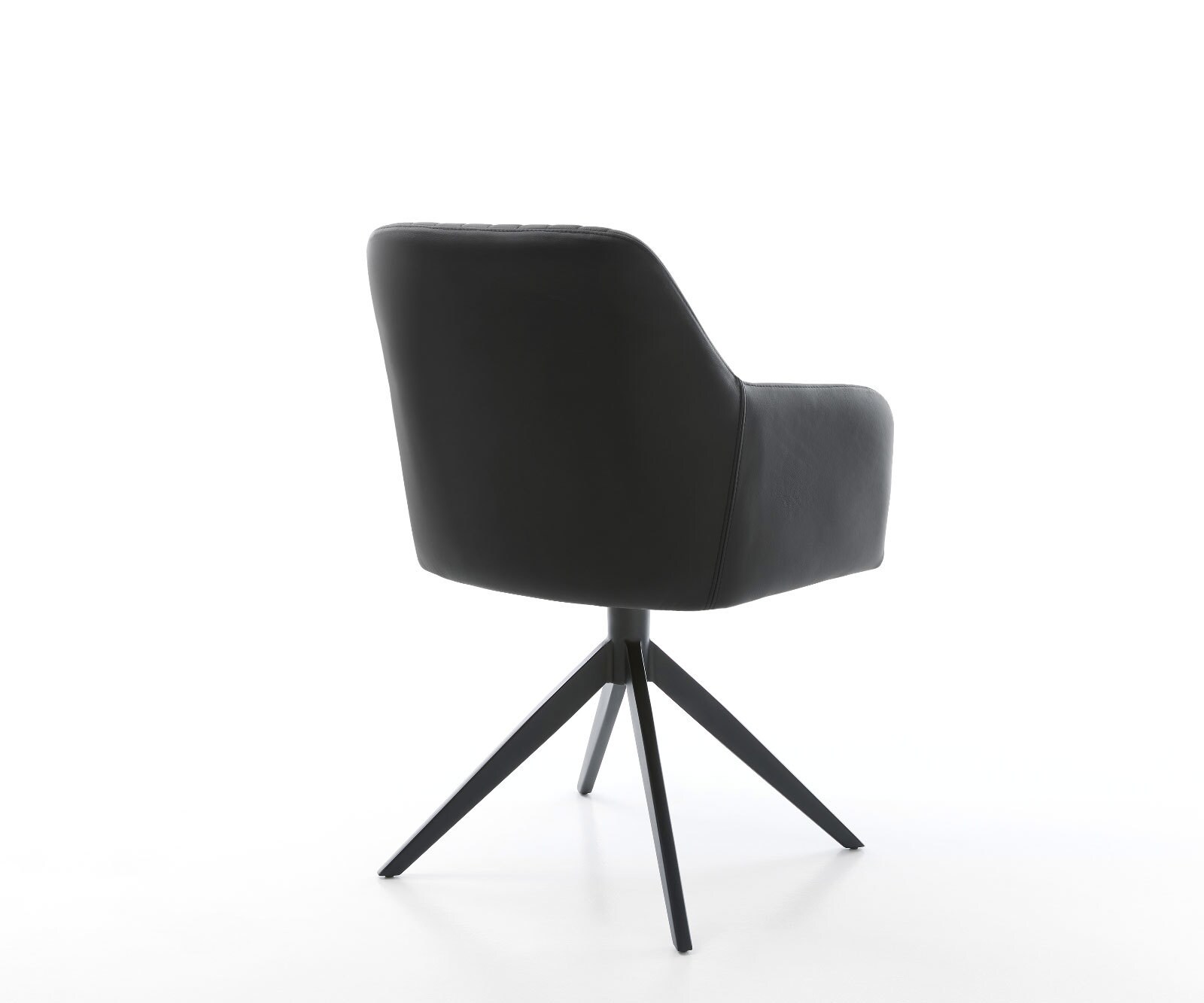 Chaise-de-salle-à-manger Greg-Flex cuir de vache noir pied croisé large noir ressorts ensachés 5