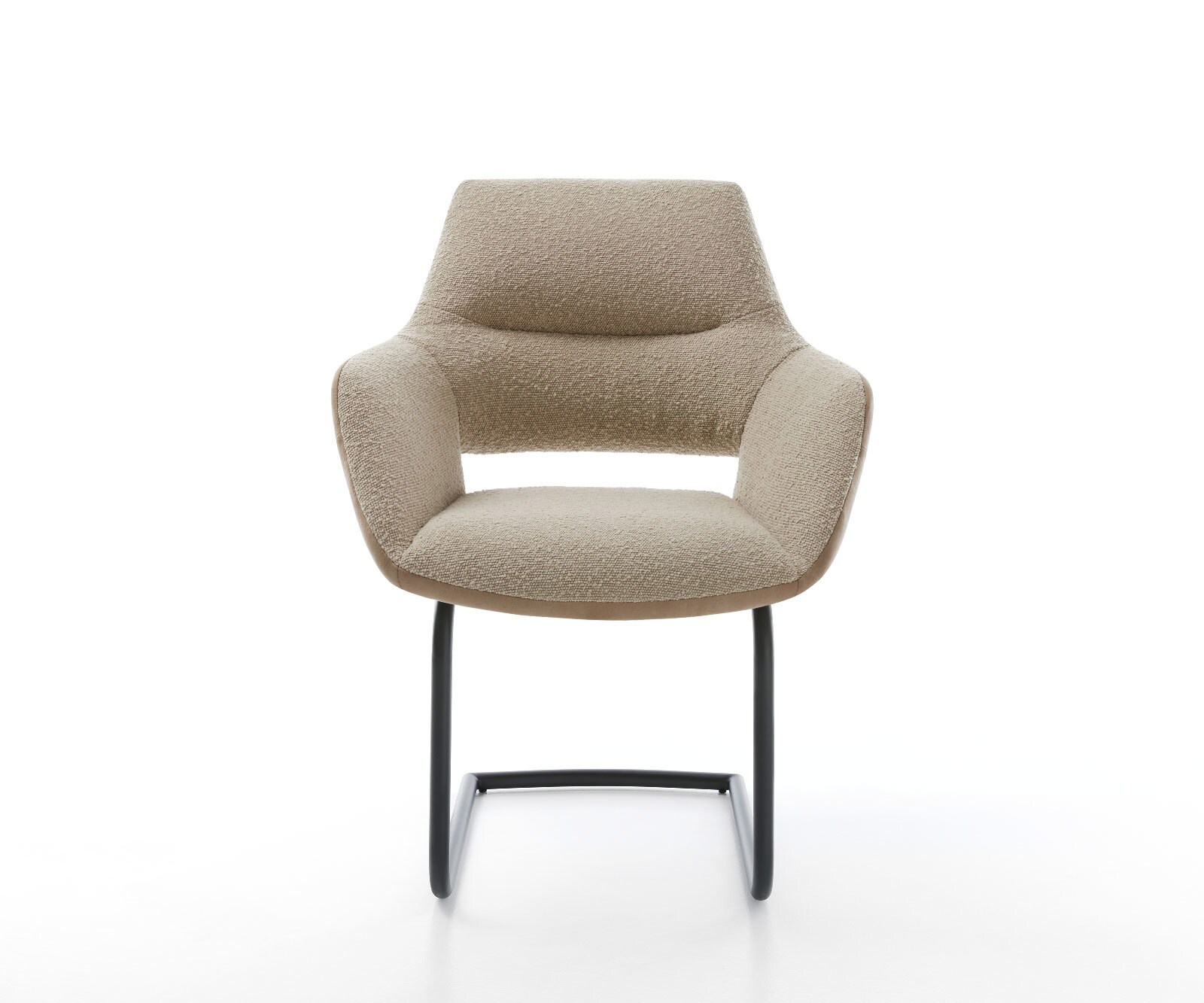 Freischwinger Yago-Flex mit Armlehnen Materialmix Schlamm Freischwinger rund Schwarz Taschenfederkern 2