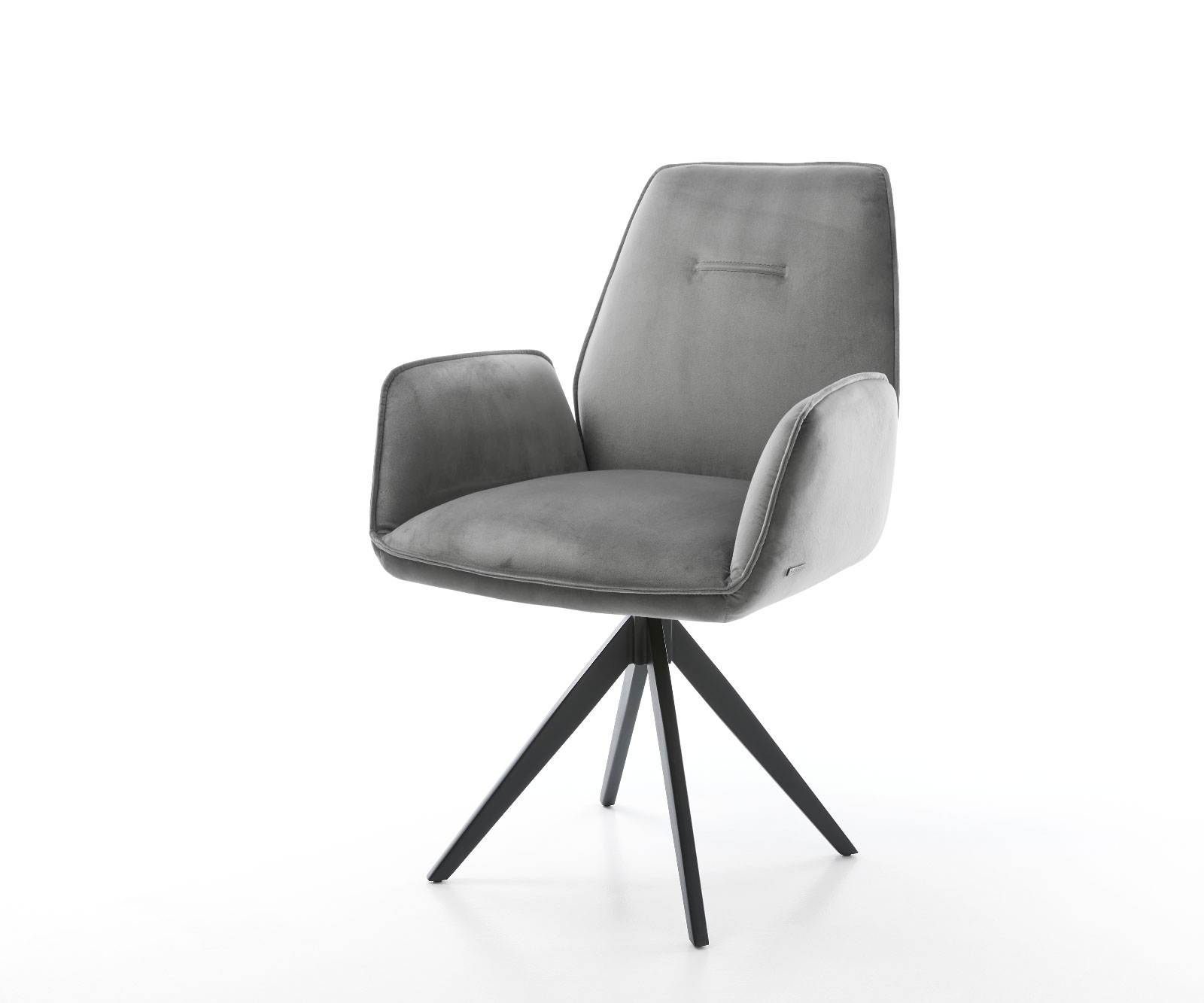 Drehstuhl Zoa-Flex Samt Grau Kreuzgestell kantig Schwarz 180° drehbar