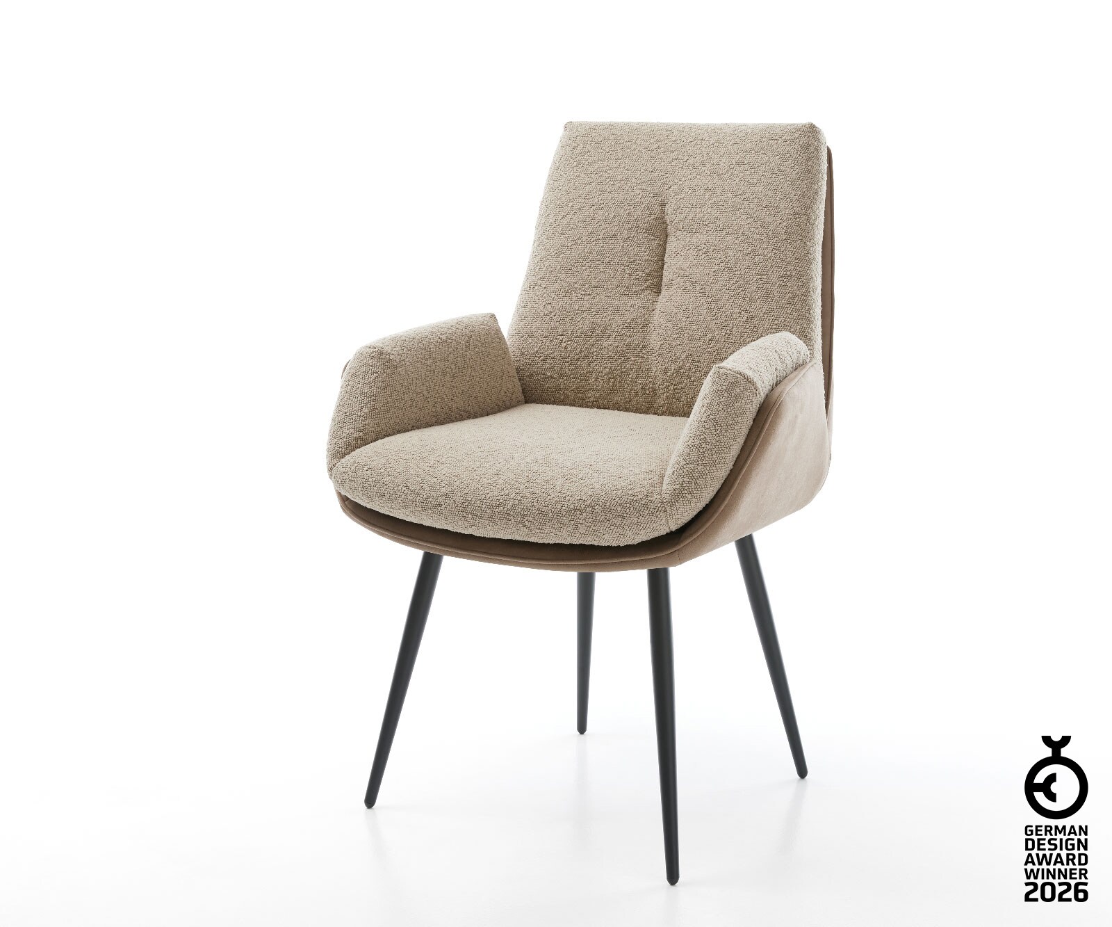 Chaise-de-salle-à-manger Clea-Flex tissu mixte couleur boue 4 pieds coniques noir