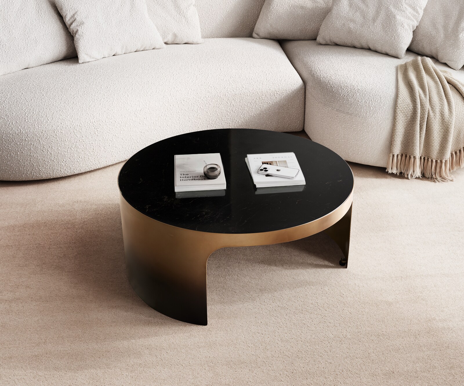 Couchtisch Alerio 90x90 cm Marmor Schwarz Silber Metall Gold Ombre 2