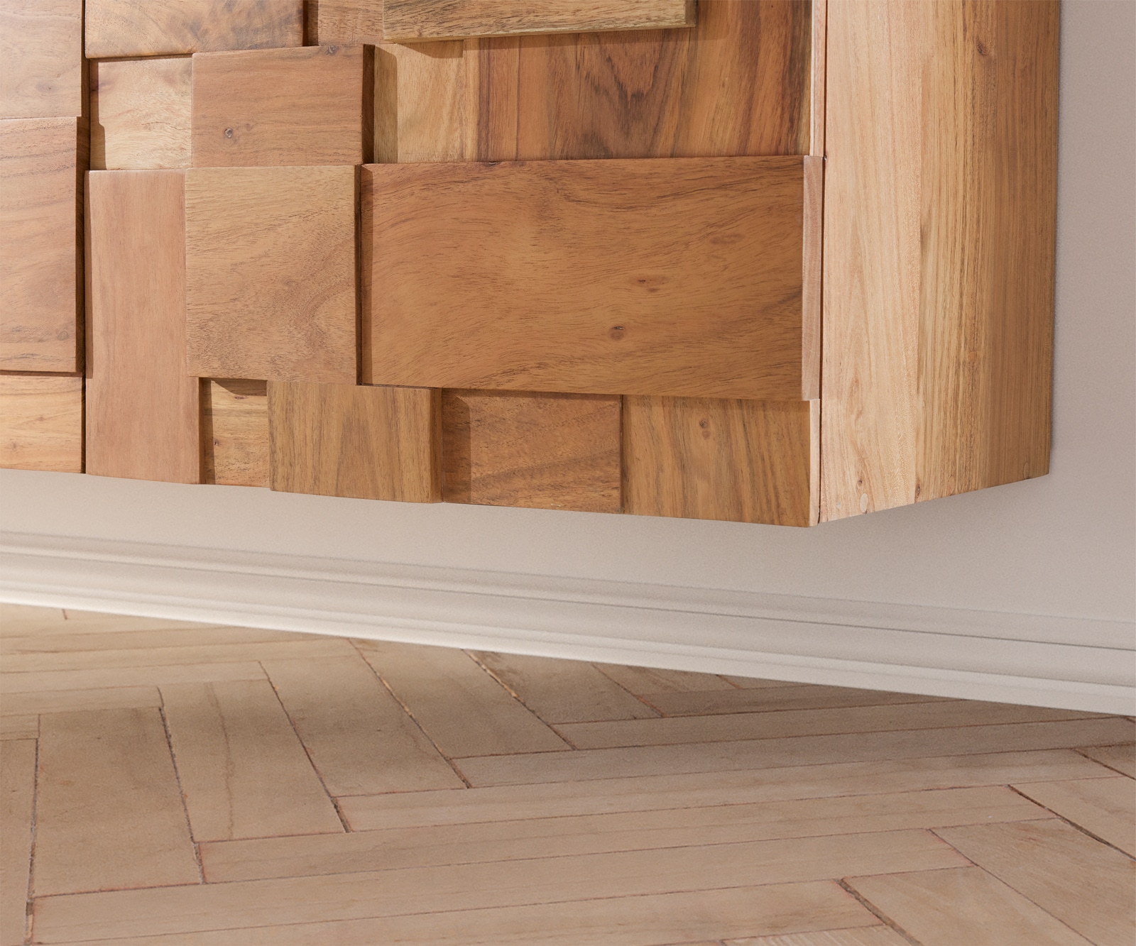 Lowboard Puzzle 175 cm 4 Türen Akazie Natur schwebend 4 Lowboard Puzzle 175 cm 4 Türen Akazie Natur schwebend 4