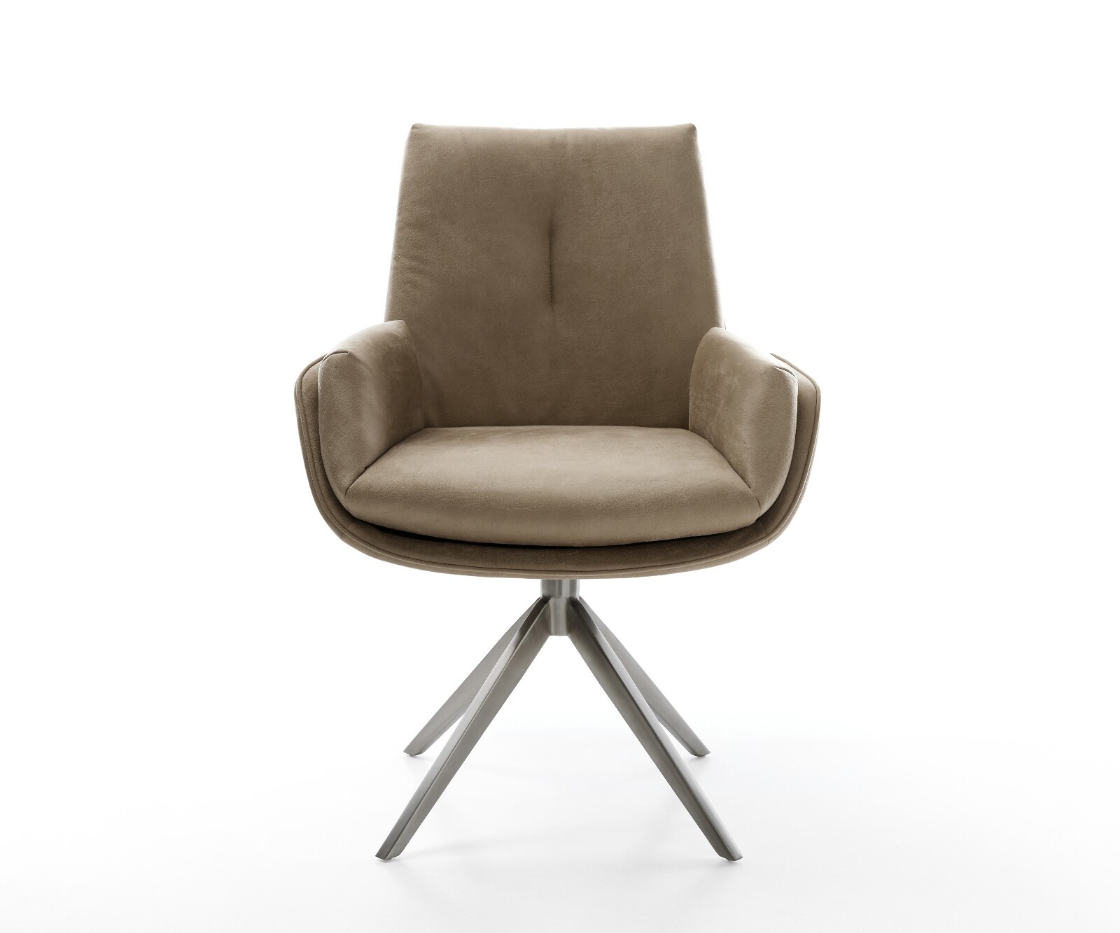 Drehstuhl Clea-Flex Mikrofaser Beige Vintage Kreuzgestell breit Graphit 360° drehbar Wippfunktion 1