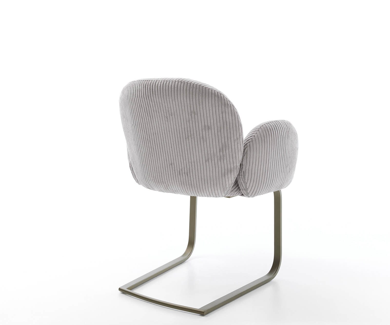 Freischwinger Nube-Flex mit Armlehnen Cord Silbergrau Freischwinger flach Effektfinish Titan Taschenfederkern 5