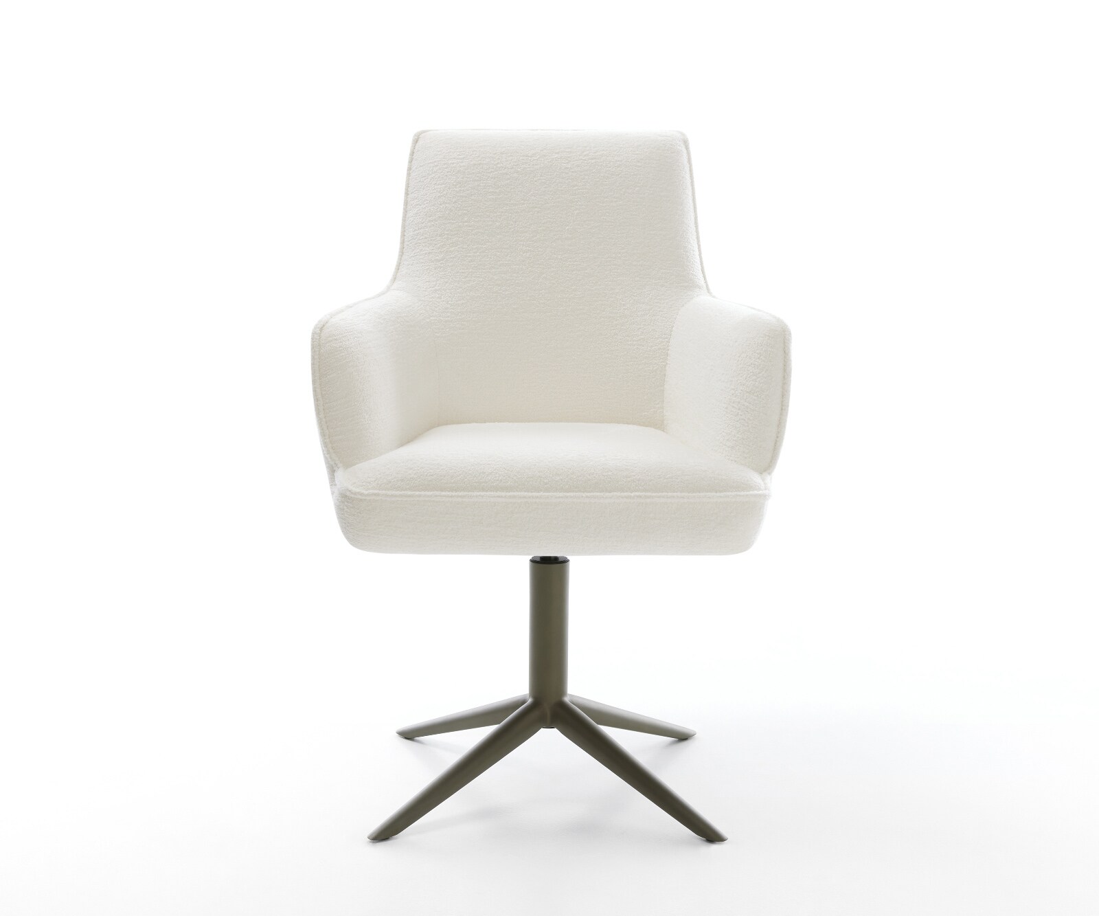 Drehstuhl Heira-Flex mit Armlehnen Bouclé Soft Beige Fußkreuz Effektfinish Titan 360° drehbar Wippfunktion Taschenfederkern 1