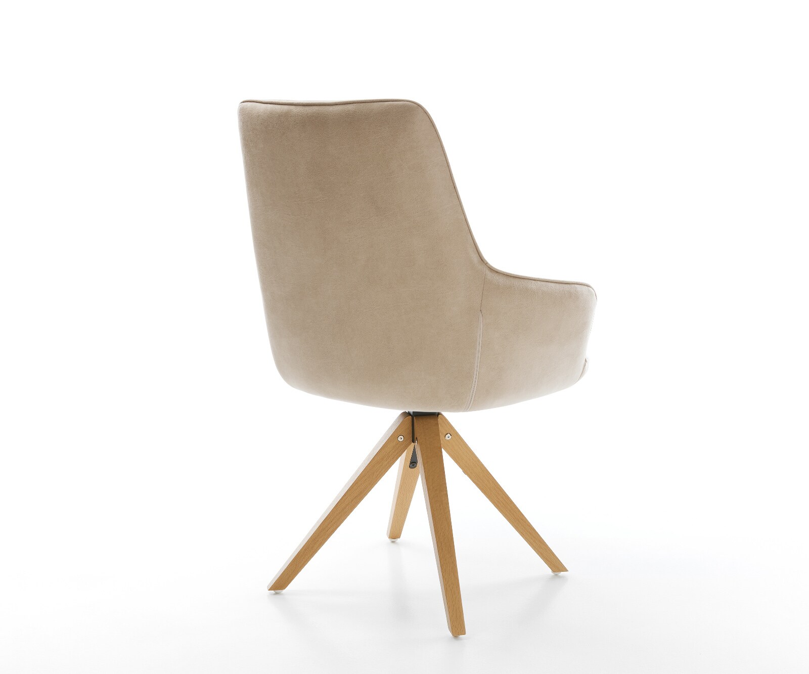 Chaise-pivotante Zelia-Flex avec accoudoirs microfibre beige vintage pied en bois angulaire naturel pivotement sur 180° ressorts ensachés 4