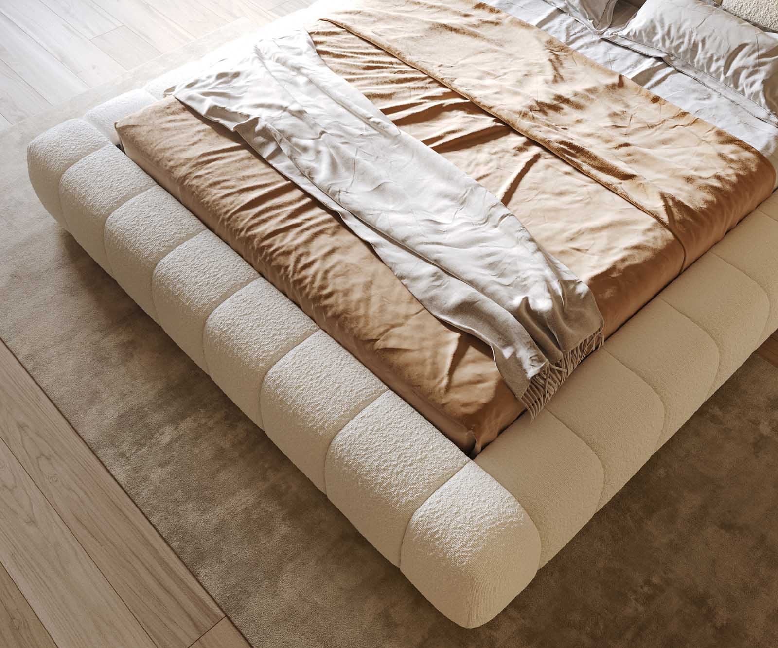 Polsterbettgestell Cutio 180x200 cm Bouclé Creme-Weiß 6