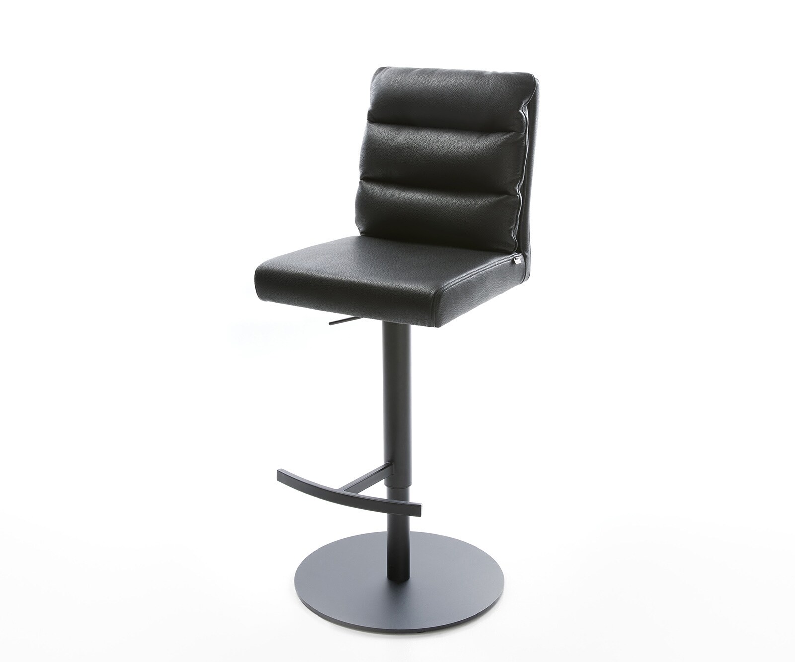 Chaise-de-bar Pela-Flex cuir véritable noir pied pivotant réglable en hauteur métal 1