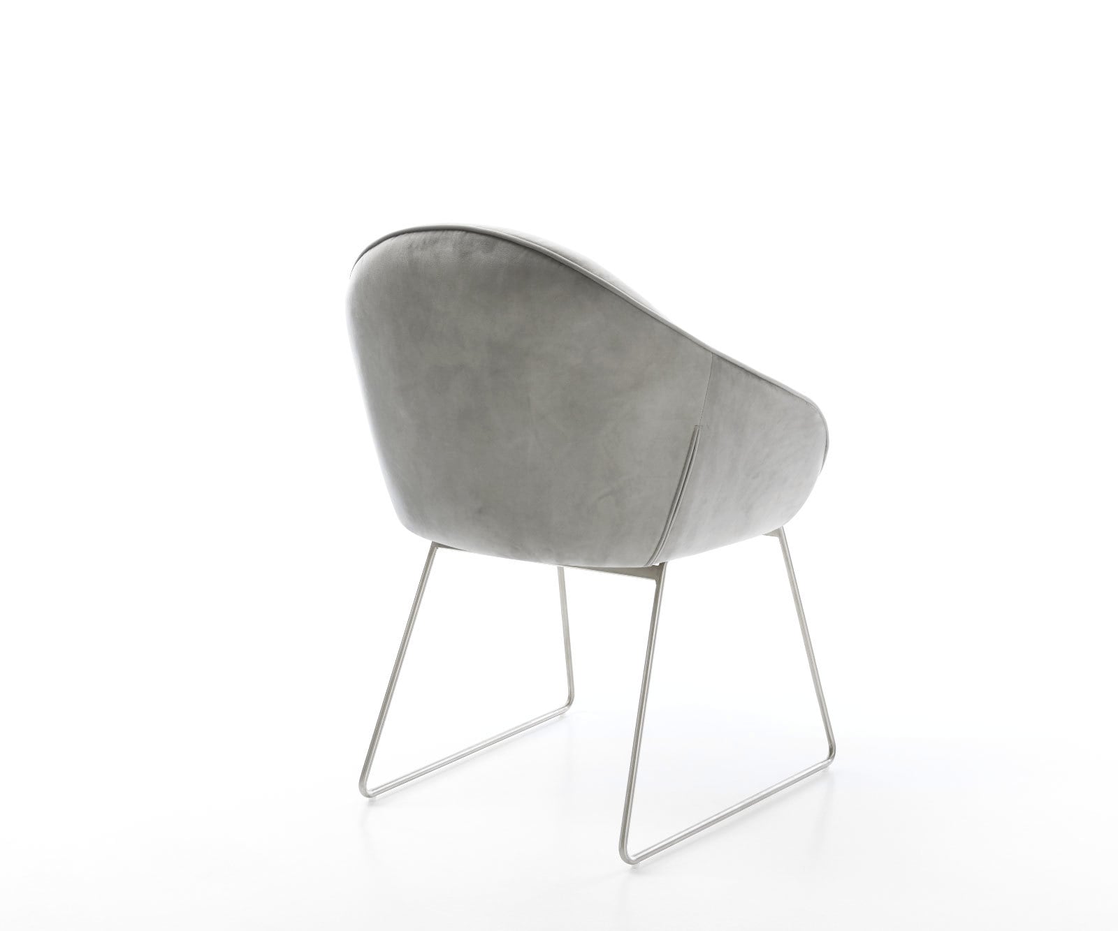 Chaise-de-salle-à-manger Gaio-Flex velours gris pied trapèze acier inoxydable brossé 5 Chaise-de-salle-à-manger Gaio-Flex velours gris pied trapèze acier inoxydable brossé 5