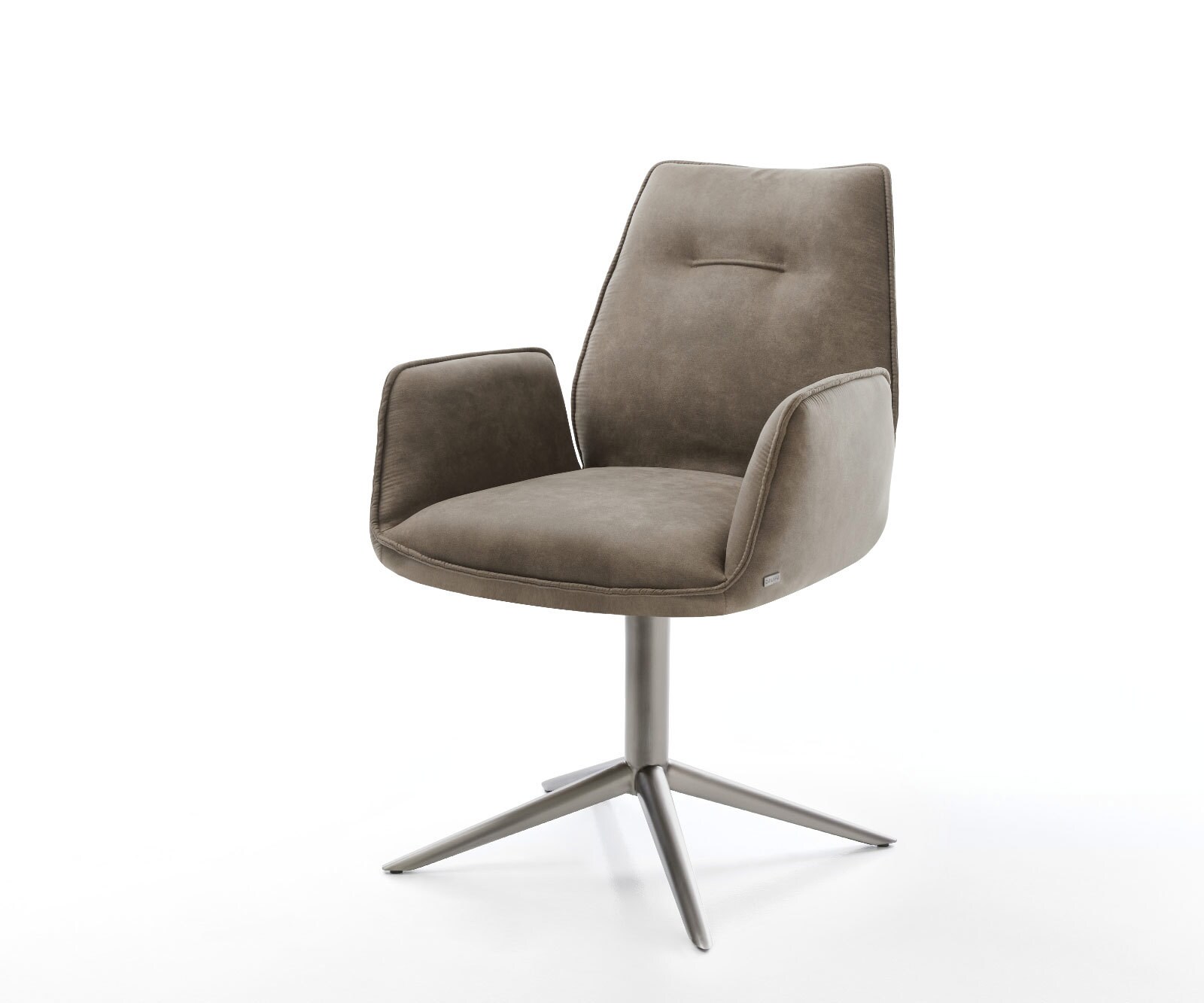 Chaise-pivotante Zoa-Flex microvelours taupe vintage pied de chaise 4 branches grafiete pivotement sur 360° fonction bascule ressorts ensachés