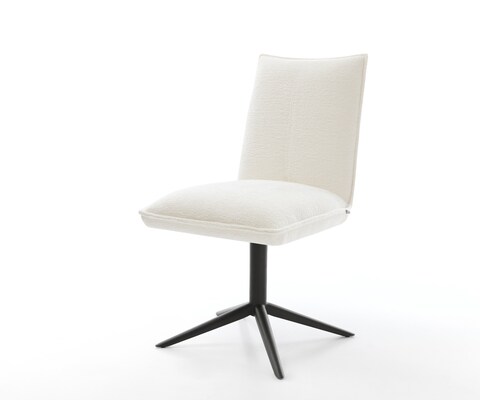 Drehstuhl Lelio-Flex Bouclé Soft Beige Fußkreuz Schwarz 360° drehbar Wippfunktion Taschenfederkern