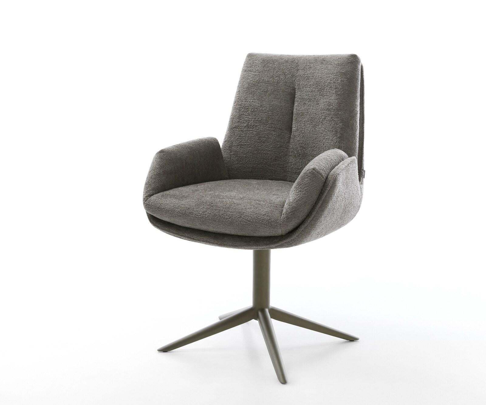 Drehstuhl Clea-Flex Bouclé Soft Schlamm Fußkreuz Effektfinish Titan 360° drehbar Wippfunktion