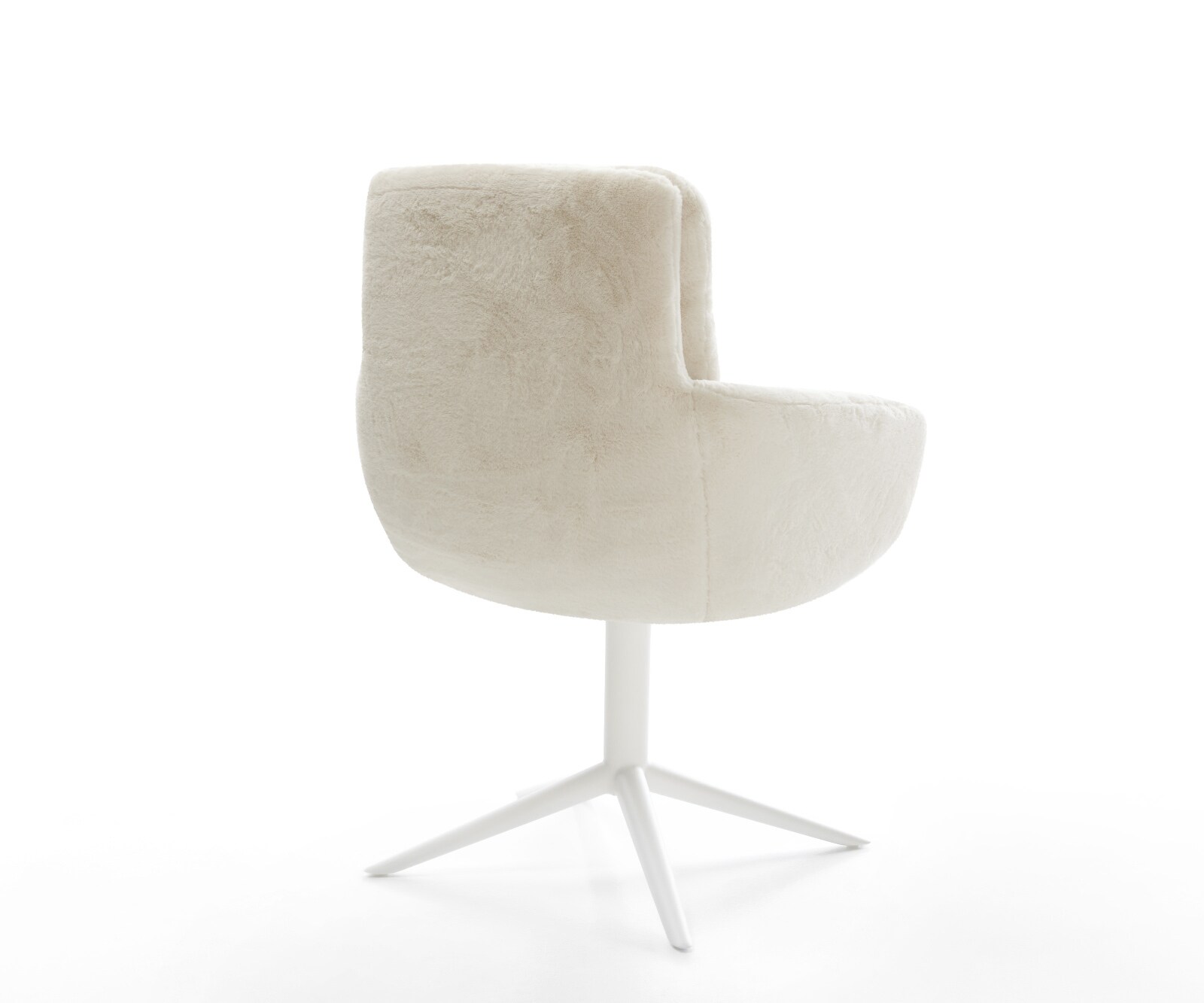 Chaise-pivotante Abelia-Flex avec accoudoirs peluche crème-blanc pied de chaise 4 branches blanc pivotement sur 360° fonction bascule 4