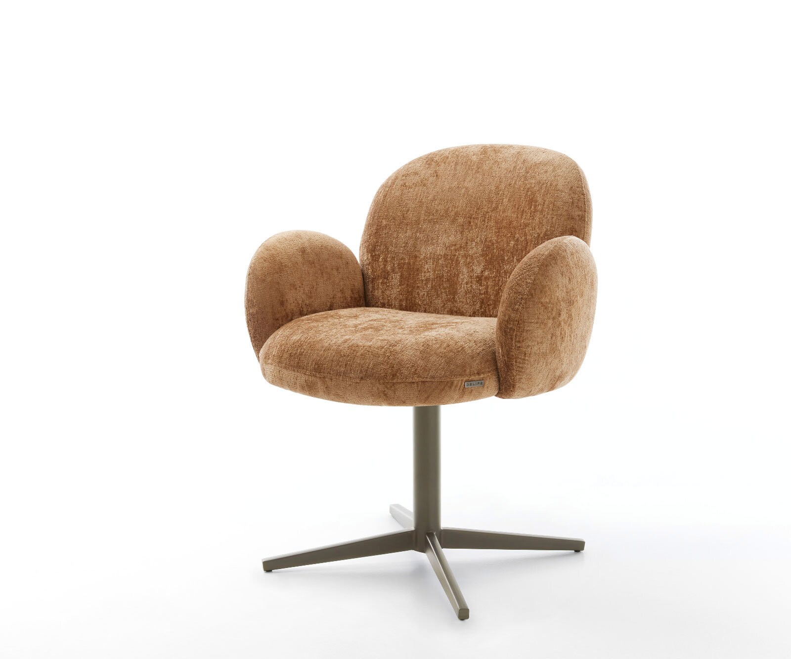 Drehstuhl Nube-Flex mit Armlehnen Chenille Rost Fußkreuz Effektfinish Titan 360° drehbar Taschenfederkern 1