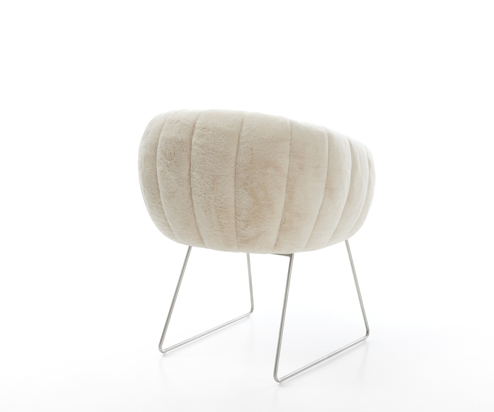 Esszimmerstuhl Jada-Flex Plüsch Creme-Weiß Kufengestell Edelstahl Taschenfederkern 5