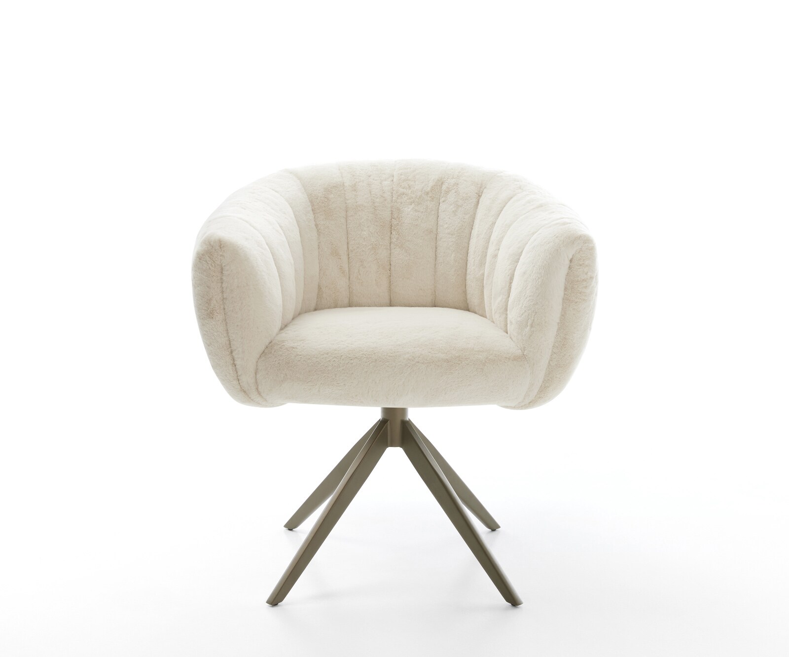 Drehstuhl Jada-Flex Plüsch Creme-Weiß Kreuzgestell breit Effektfinish Titan 360° drehbar Wippfunktion Taschenfederkern 1