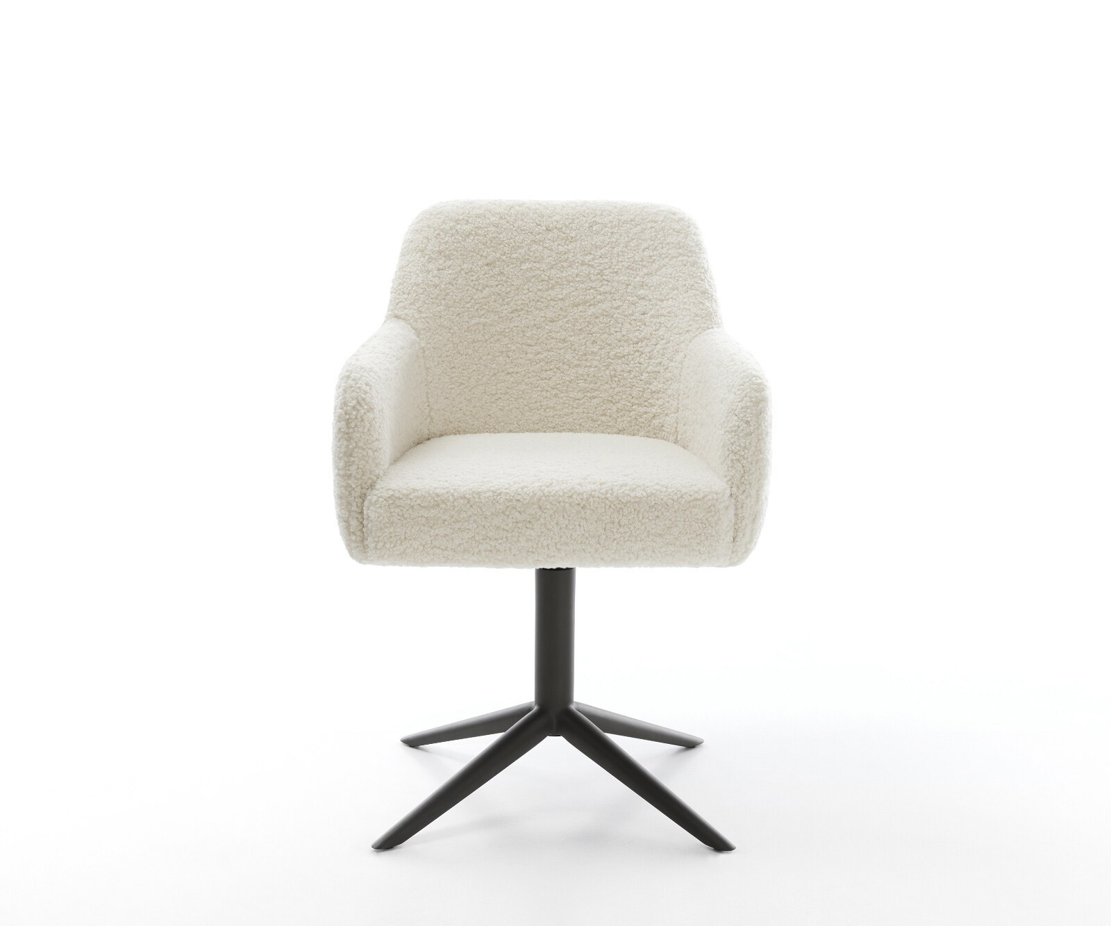 Drehstuhl Greg-Flex Teddystoff Beige Fußkreuz Schwarz 360° drehbar Wippfunktion Taschenfederkern 1