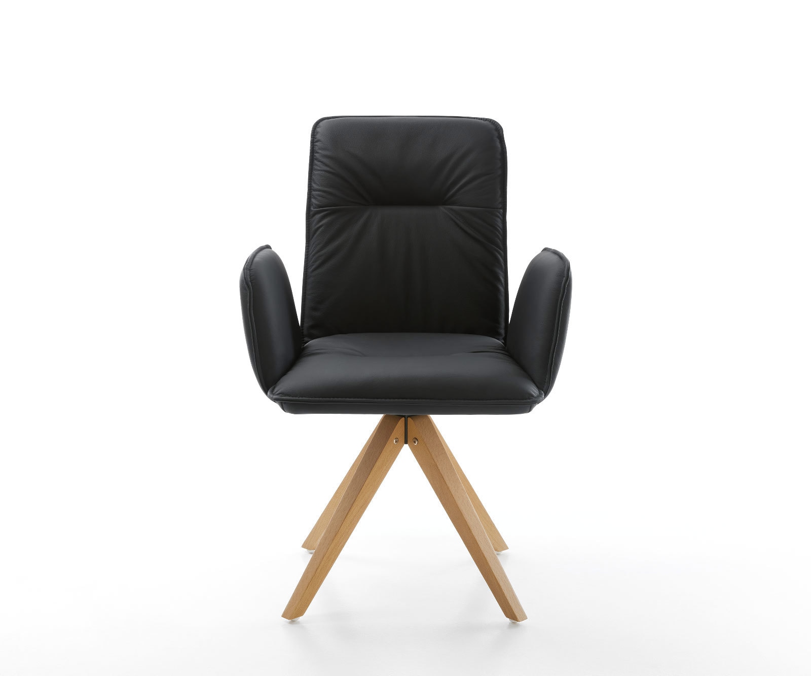 Esszimmerstuhl Vinja-Flex Echt-Leder Schwarz Holzgestell kantig Natur 1 Esszimmerstuhl Vinja-Flex Echt-Leder Schwarz Holzgestell kantig Natur 1