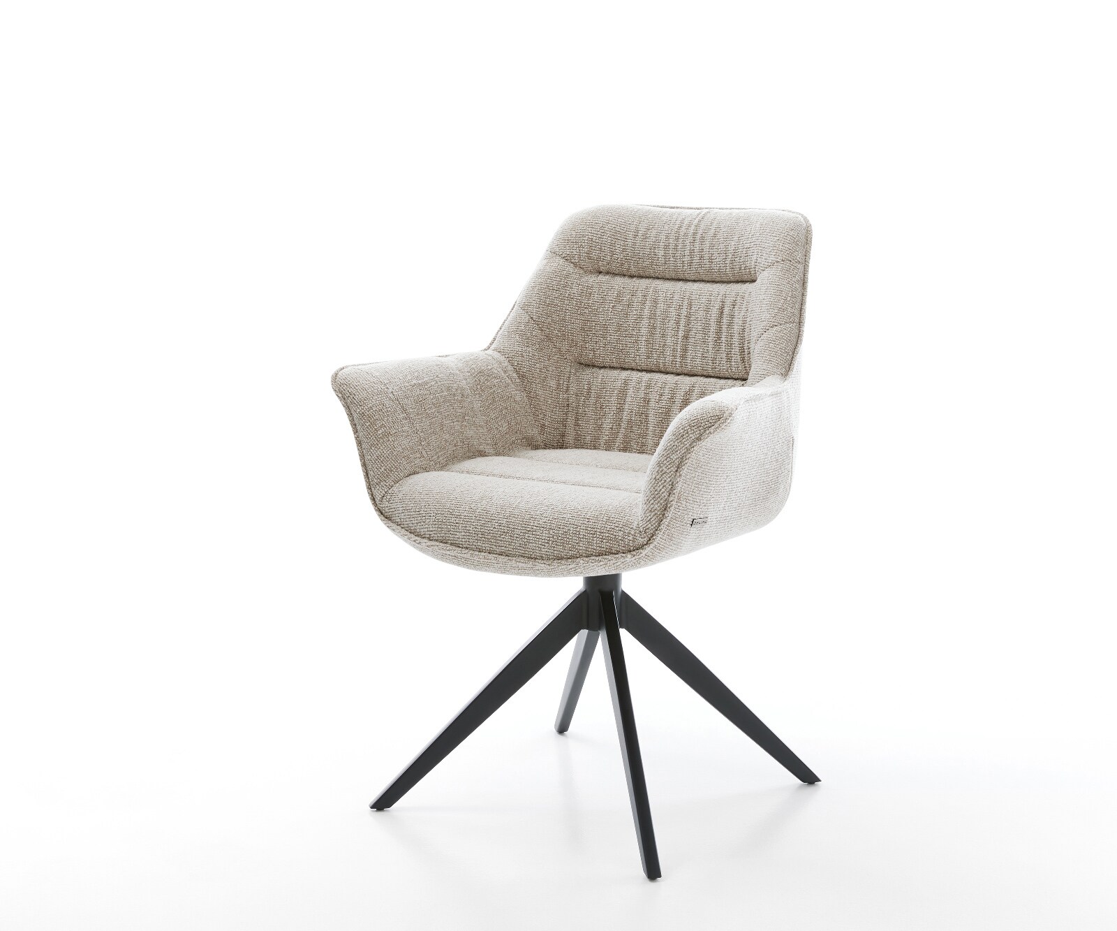 Drehstuhl Kaira-Flex Webstoff Soft Beige Kreuzgestell breit Schwarz 360° drehbar Wippfunktion 1