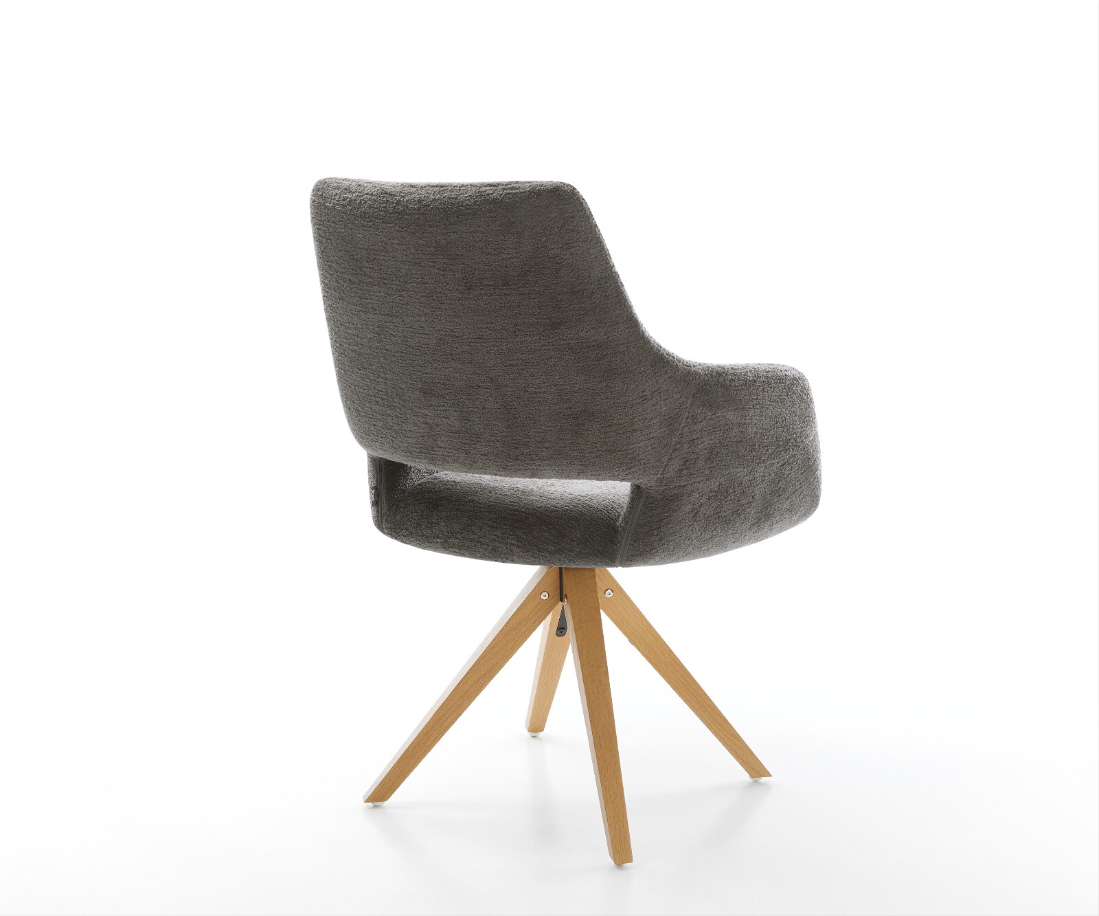 Drehstuhl Yago-Flex mit Armlehnen Bouclé Soft Schlamm Holzgestell kantig Natur 360° drehbar Taschenfederkern 5