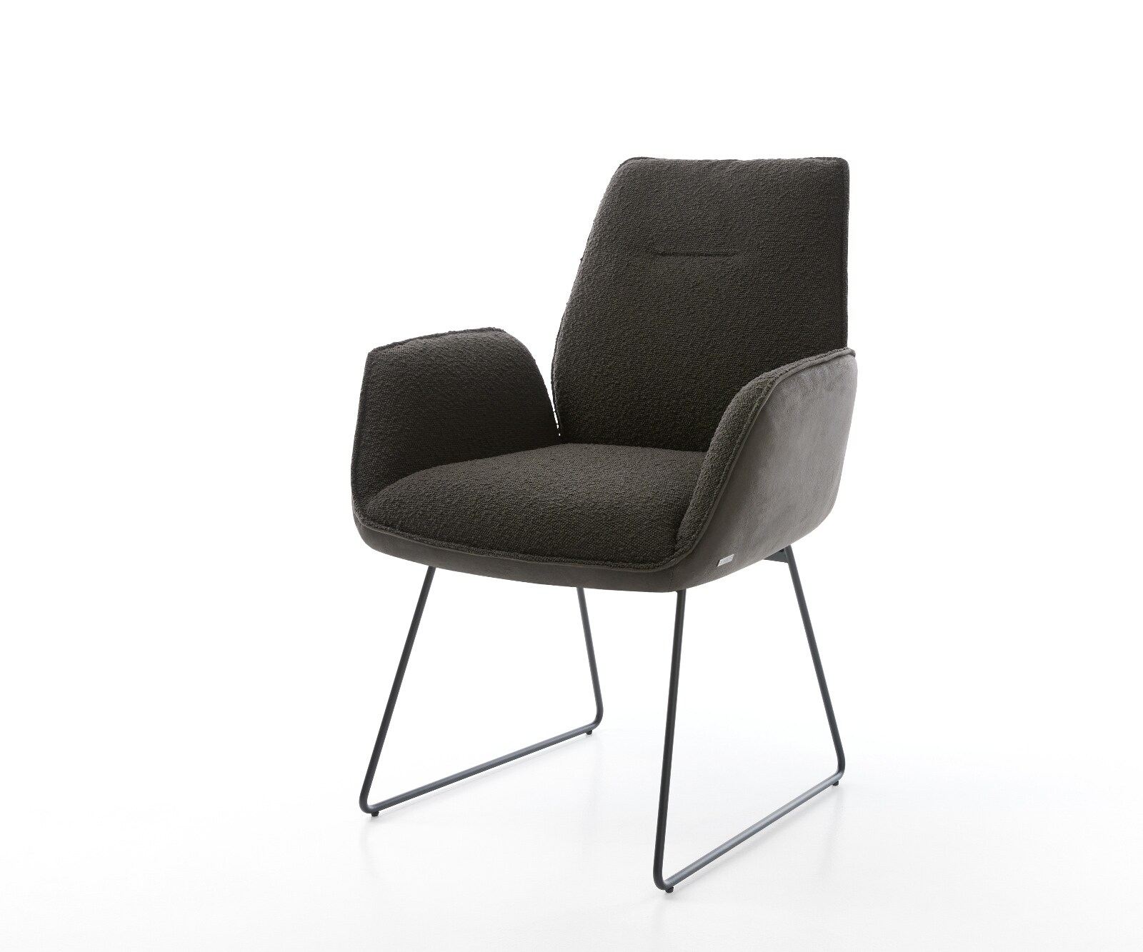 Chaise-de-salle-à-manger Zoa-Flex tissu mixte noir pied trapèze noir ressorts ensachés 1