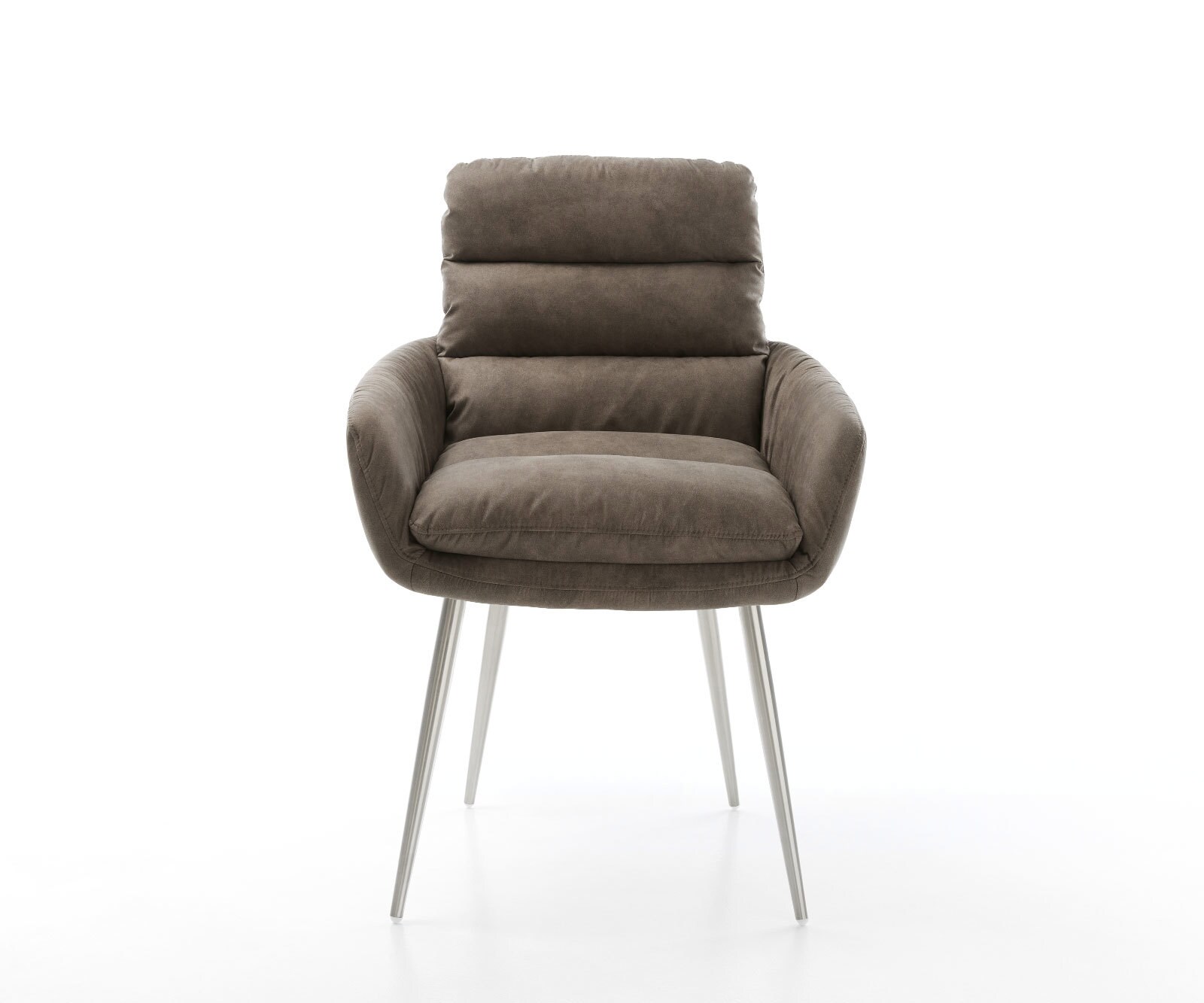 Esszimmerstuhl Abelia-Flex mit Armlehnen Mikrofaser Taupe Vintage 4-Fuß konisch Edelstahl 2
