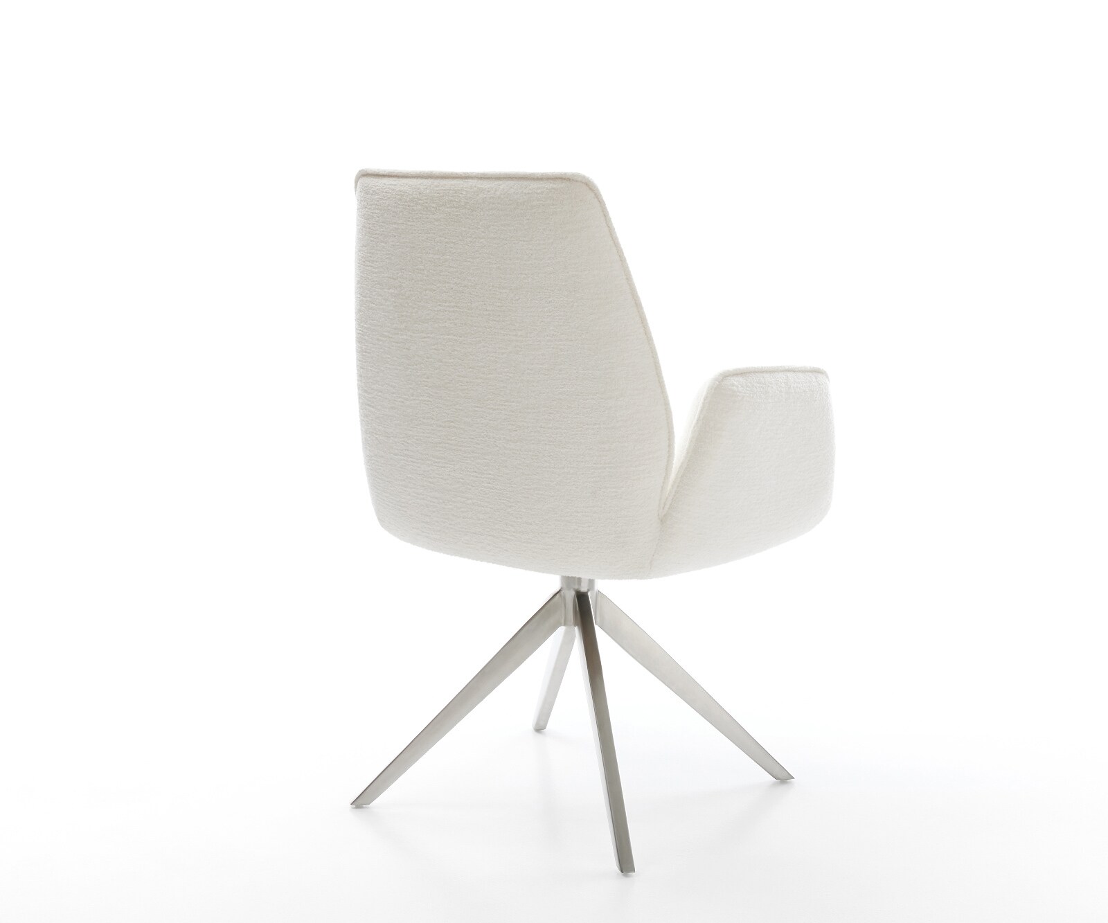 Drehstuhl Zoa-Flex Bouclé Soft Beige Kreuzgestell breit Edelstahl 360° drehbar Wippfunktion Taschenfederkern 5