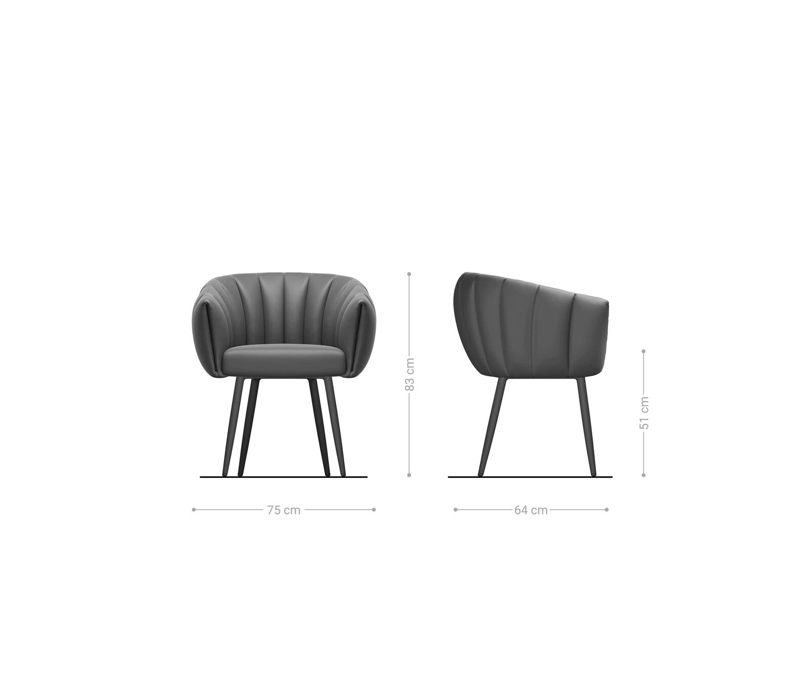 Esszimmerstuhl Jada-Flex Samt Grau 4-Fuß konisch Edelstahl Taschenfederkern 5