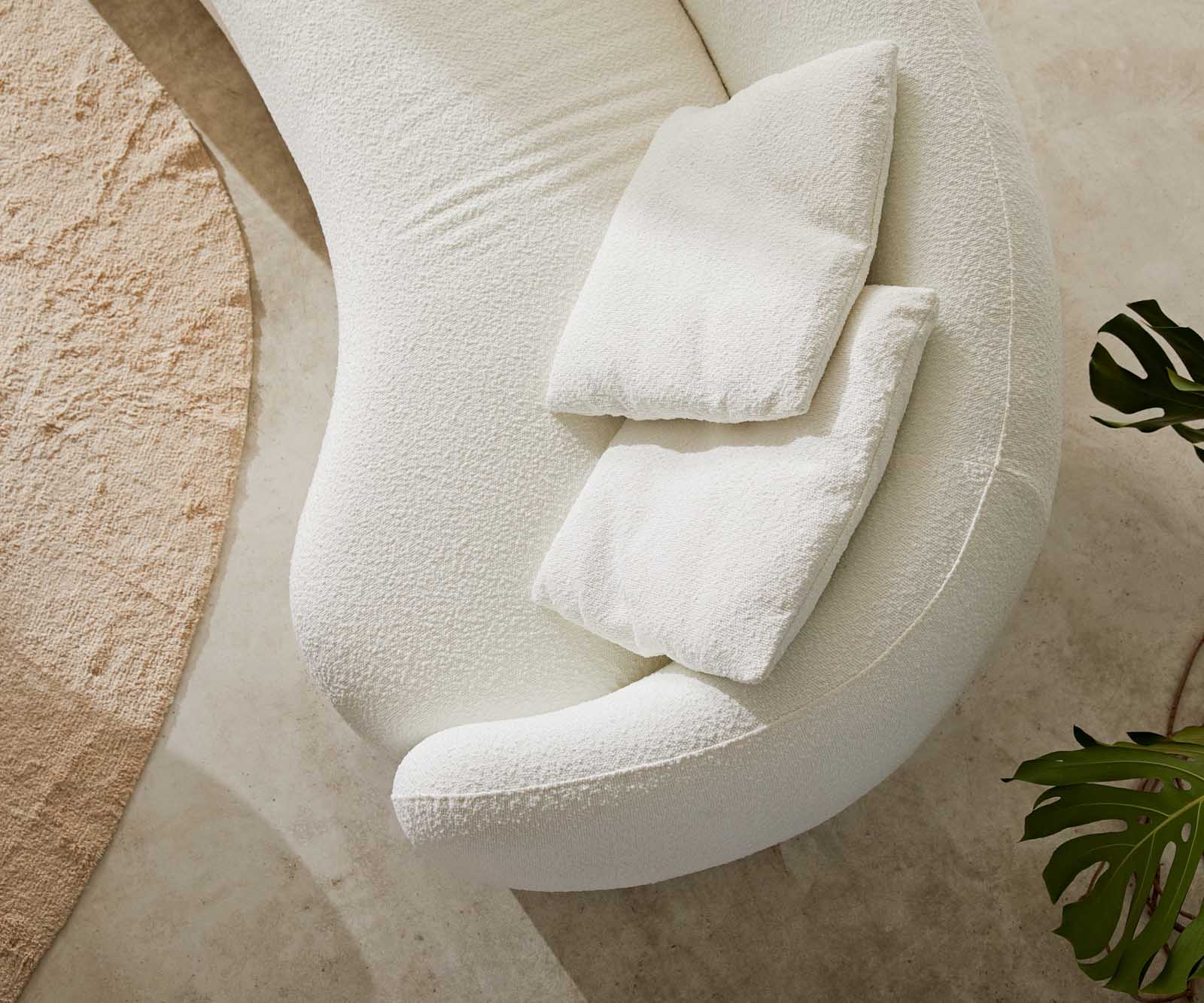 Canapé-3-places Larna 260x120 cm Bouclé Crème-Blanc 6