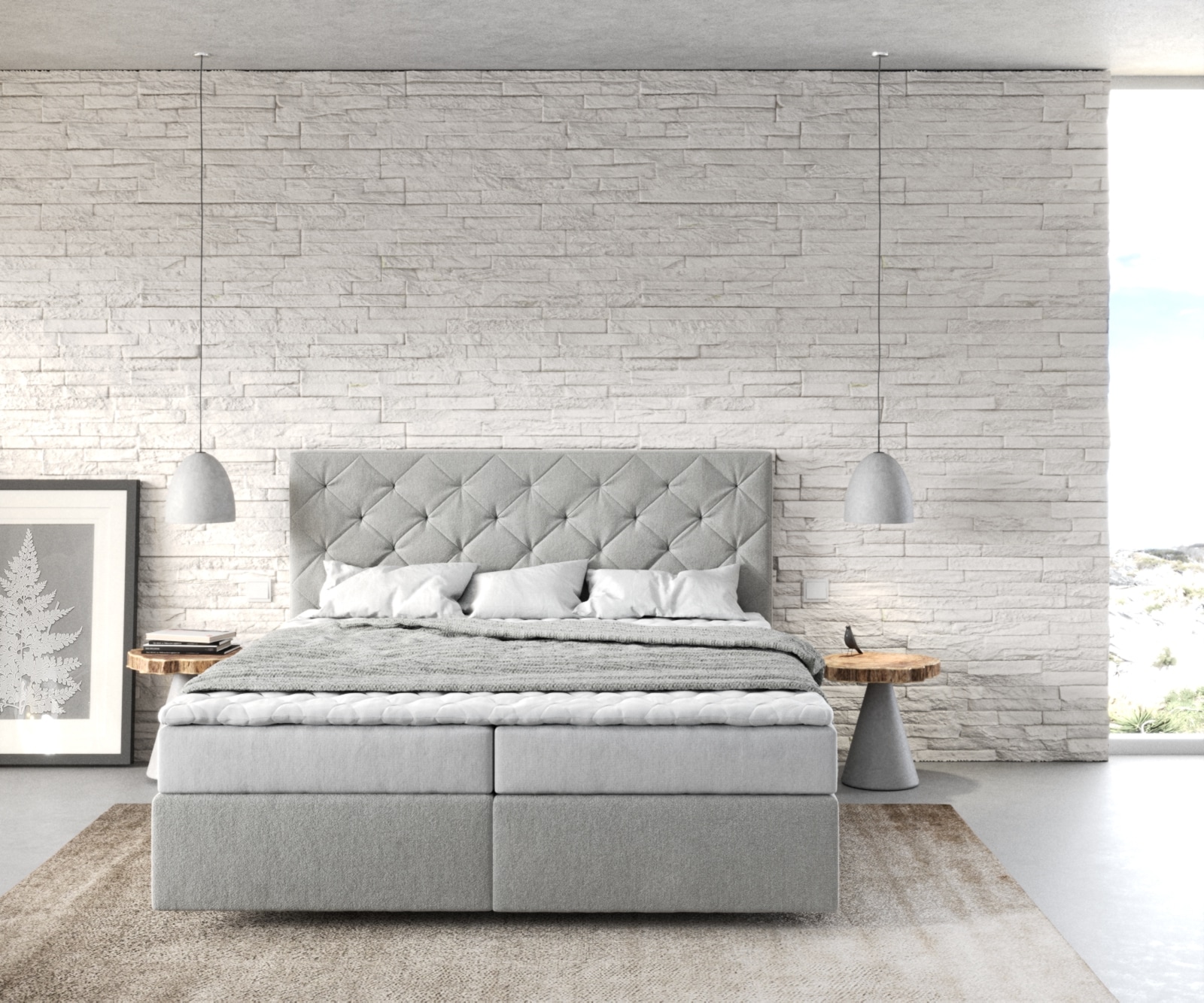 Boxspringbett Dream-Great 160x200 cm Mikrofaser Silbergrau mit Matratze und Topper 1 Boxspringbett Dream-Great 160x200 cm Mikrofaser Silbergrau mit Matratze und Topper 1