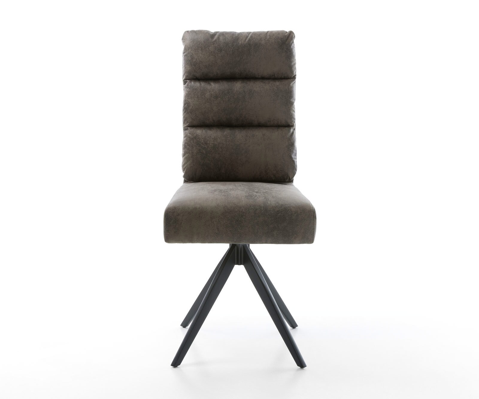 Chaise-de-salle-à-manger Pela-Flex microvelours gris antique pied croisé angulaire noir ressorts ensachés 2