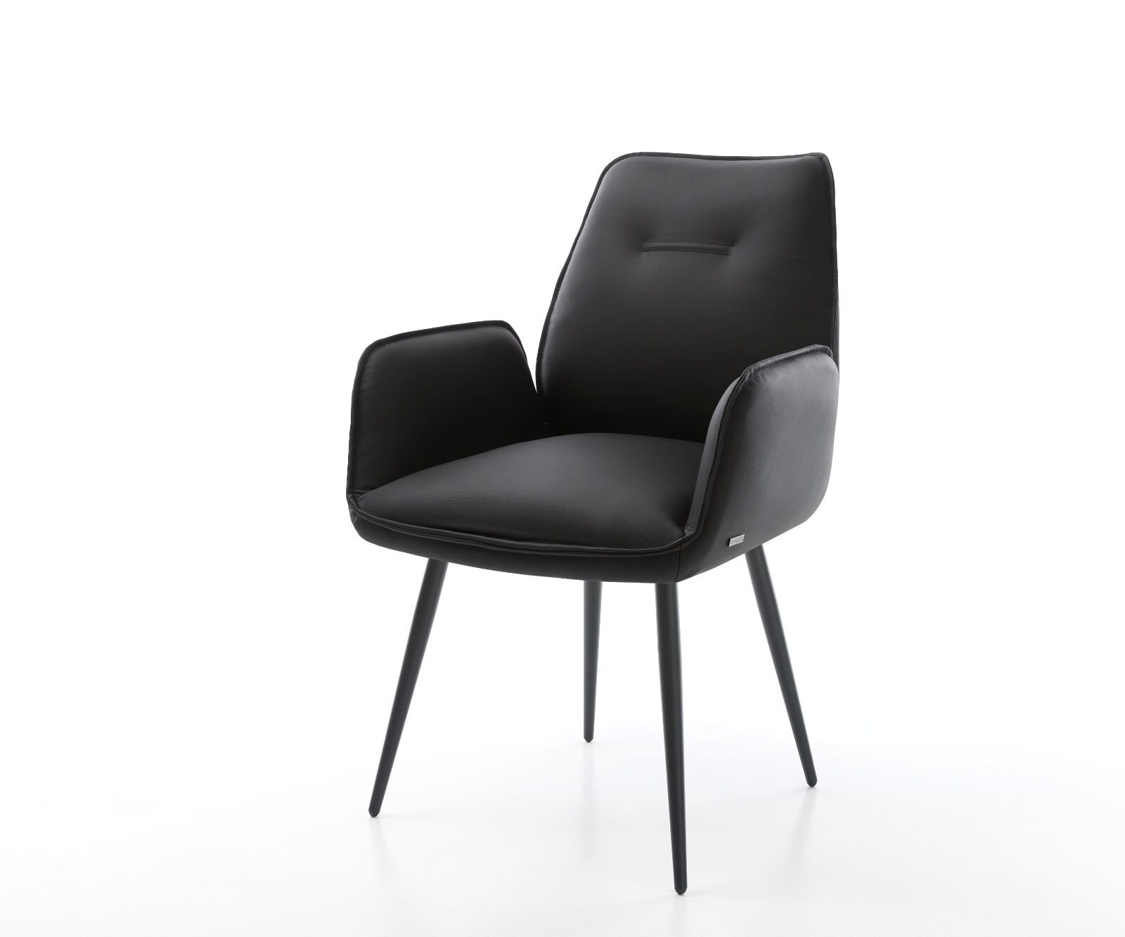 Chaise-de-salle-à-manger Zoa-Flex cuir de vache noir 4 pieds coniques noir ressorts ensachés 1